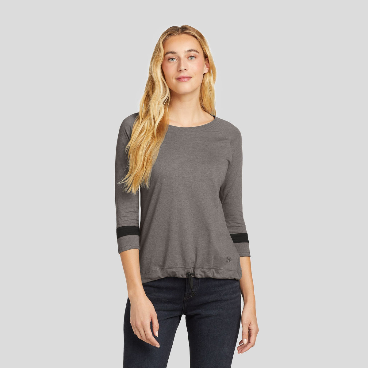 Women's Tri-Blend 3/4-Sleeve Tee | Shadow Grey/Black Solid