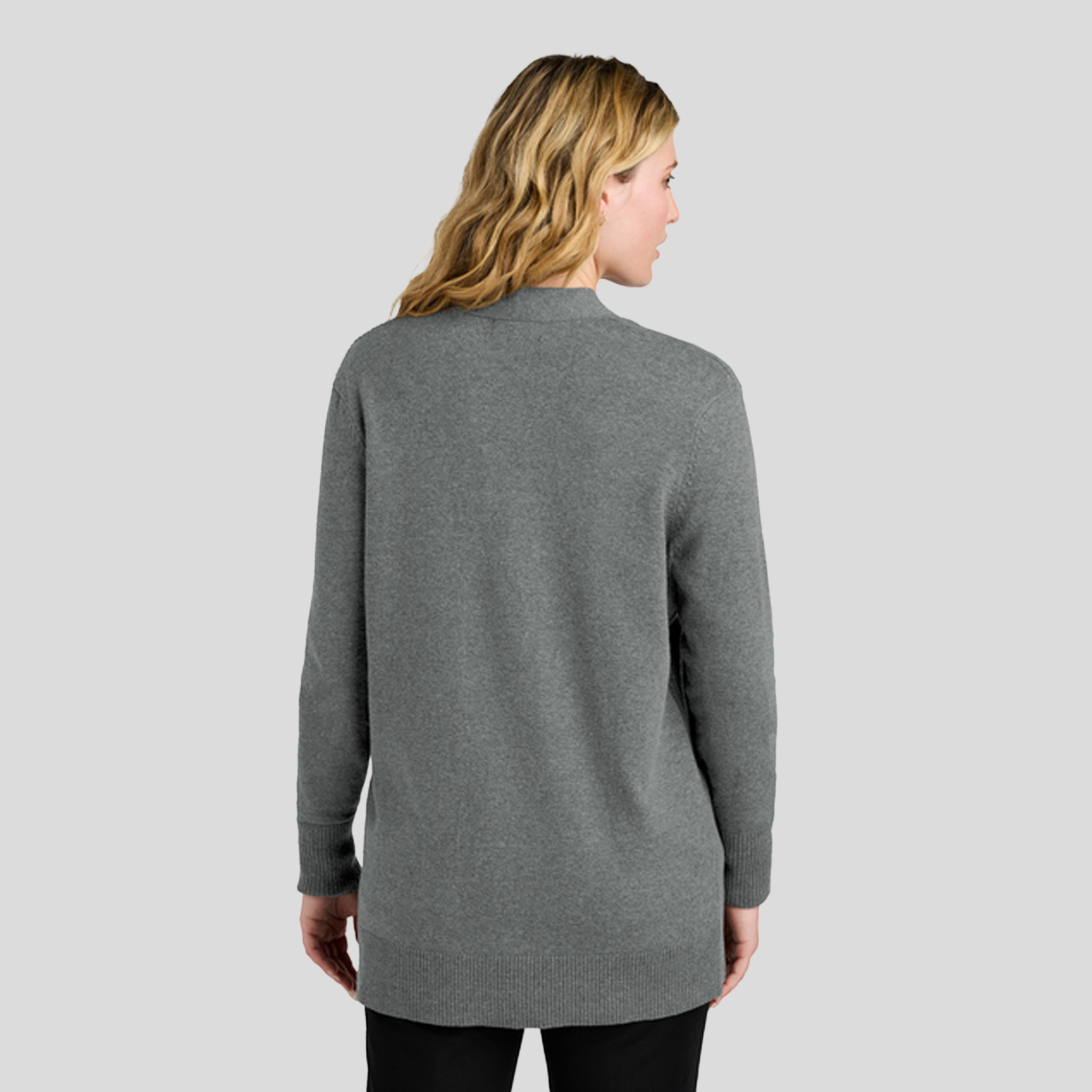 Womenβs Easy Care Open-Front Cardigan Sweater | Medium Heather Grey