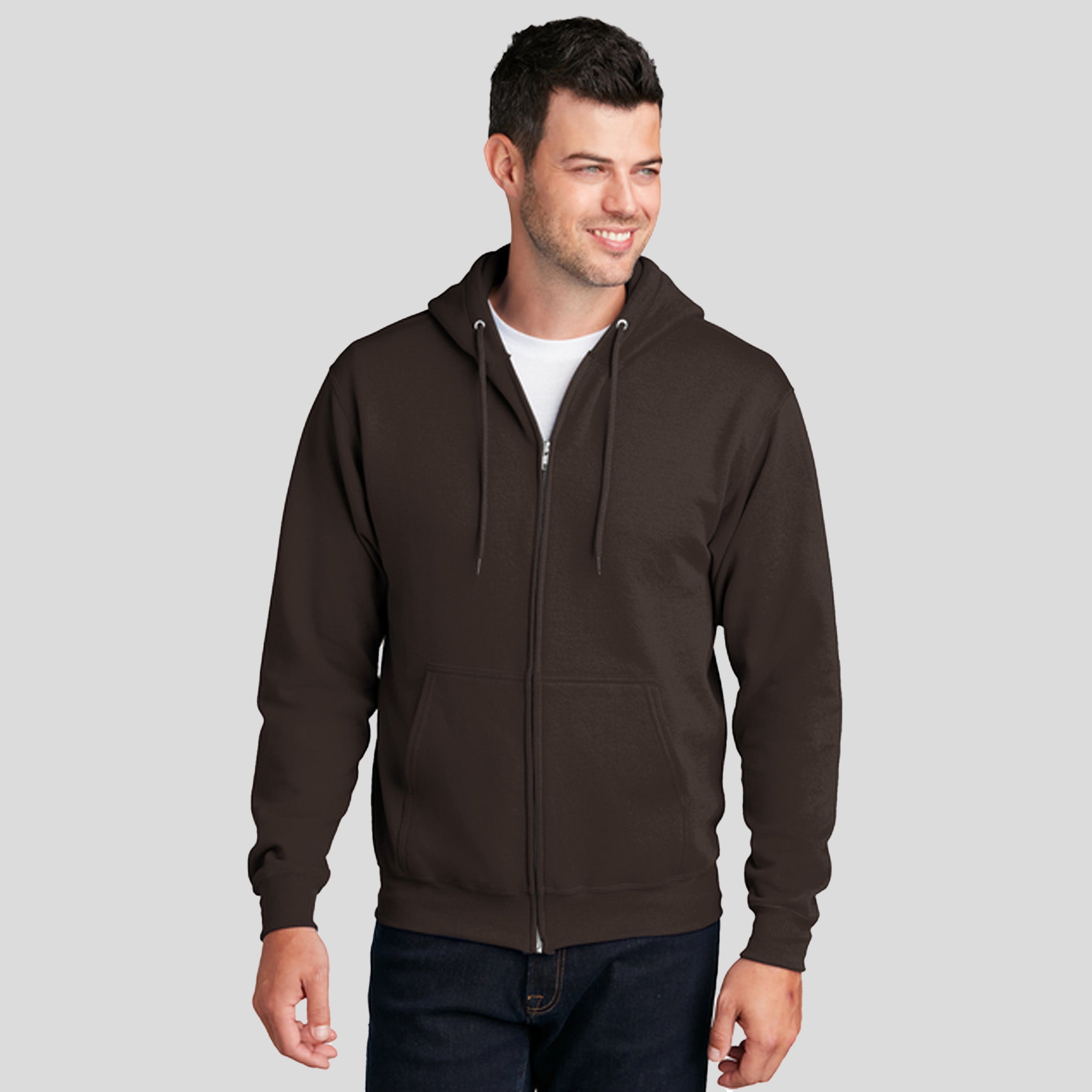 Core Fleece Full-Zip Hooded Sweatshirt | Dark Chocolate Brown