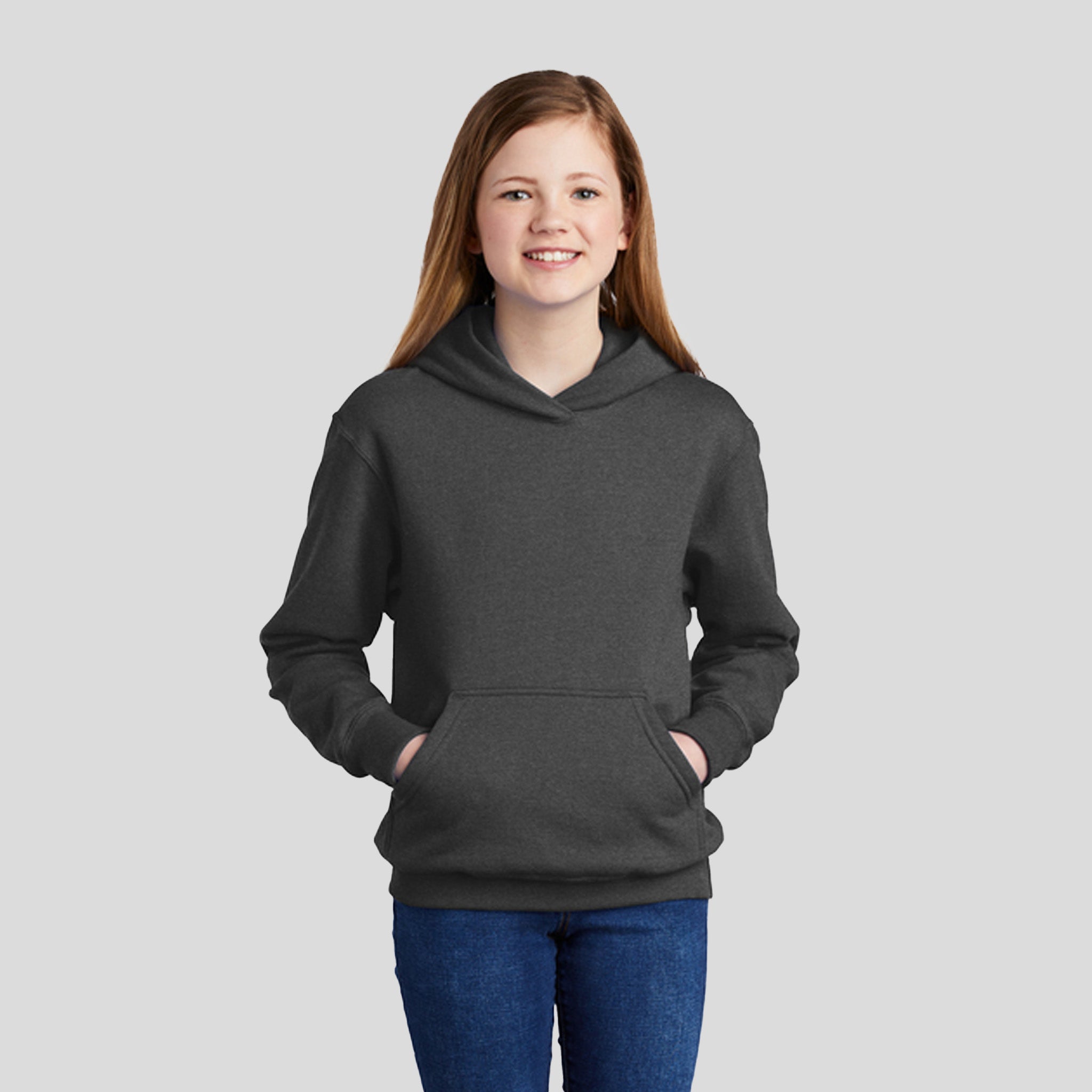 Youth Core Fleece Pullover Hooded Sweatshirt | Dark Heather Grey
