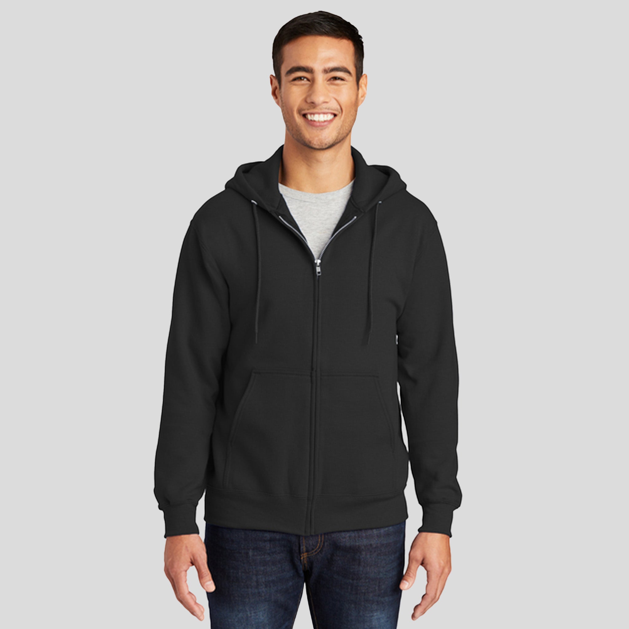 Tall Essential Fleece Full-Zip Hooded Sweatshirt | Jet Black