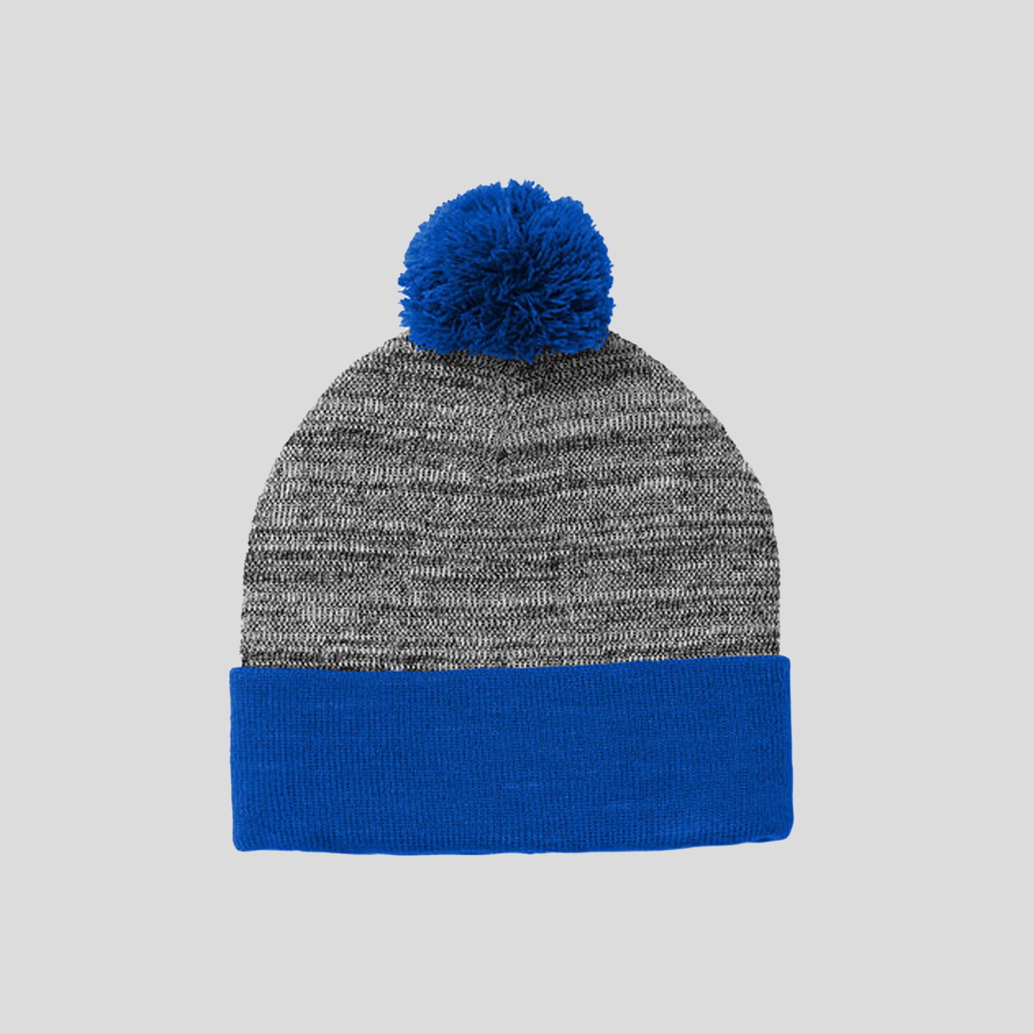 Heather Pom Pom Beanie | True Royal/Grey Heather