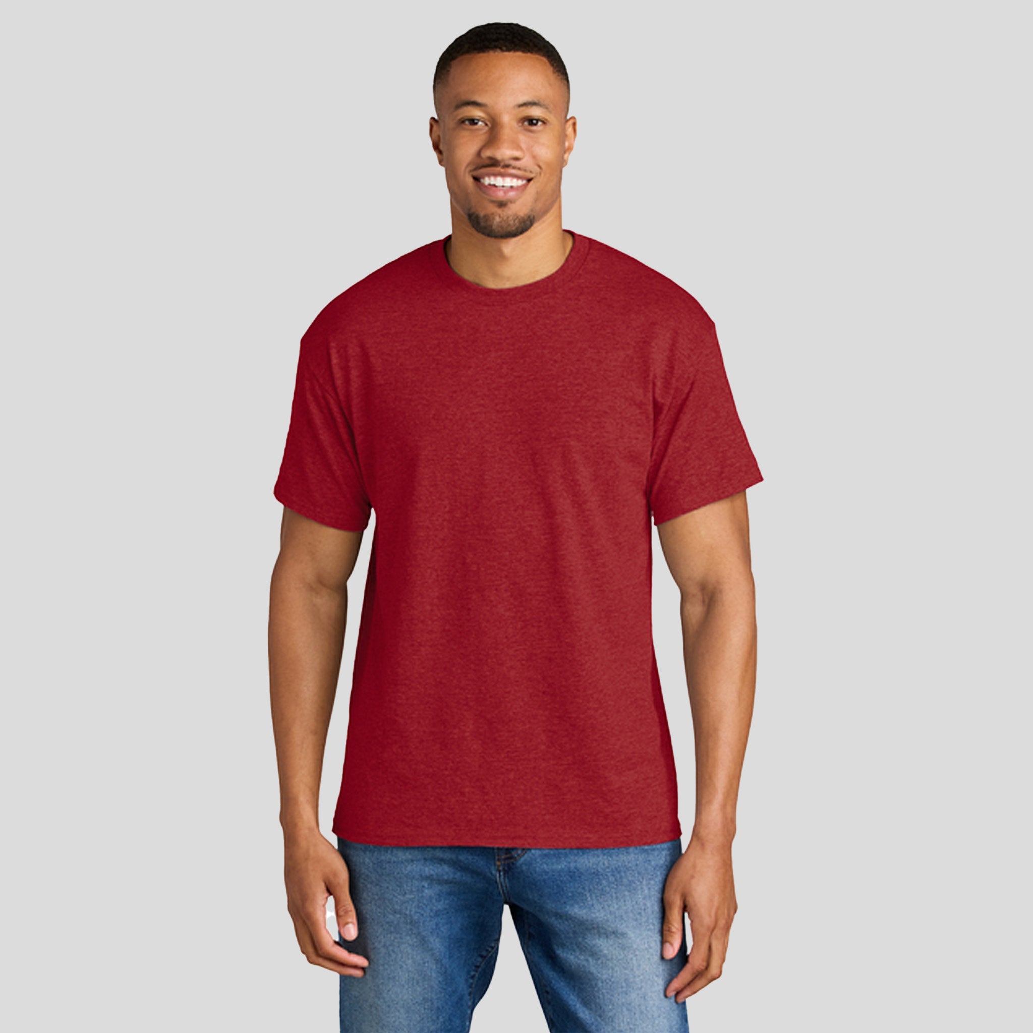 Gildanยฎ DryBlendยฎ 50 Cotton/50 Poly T-Shirt | Heather Scarlet Red