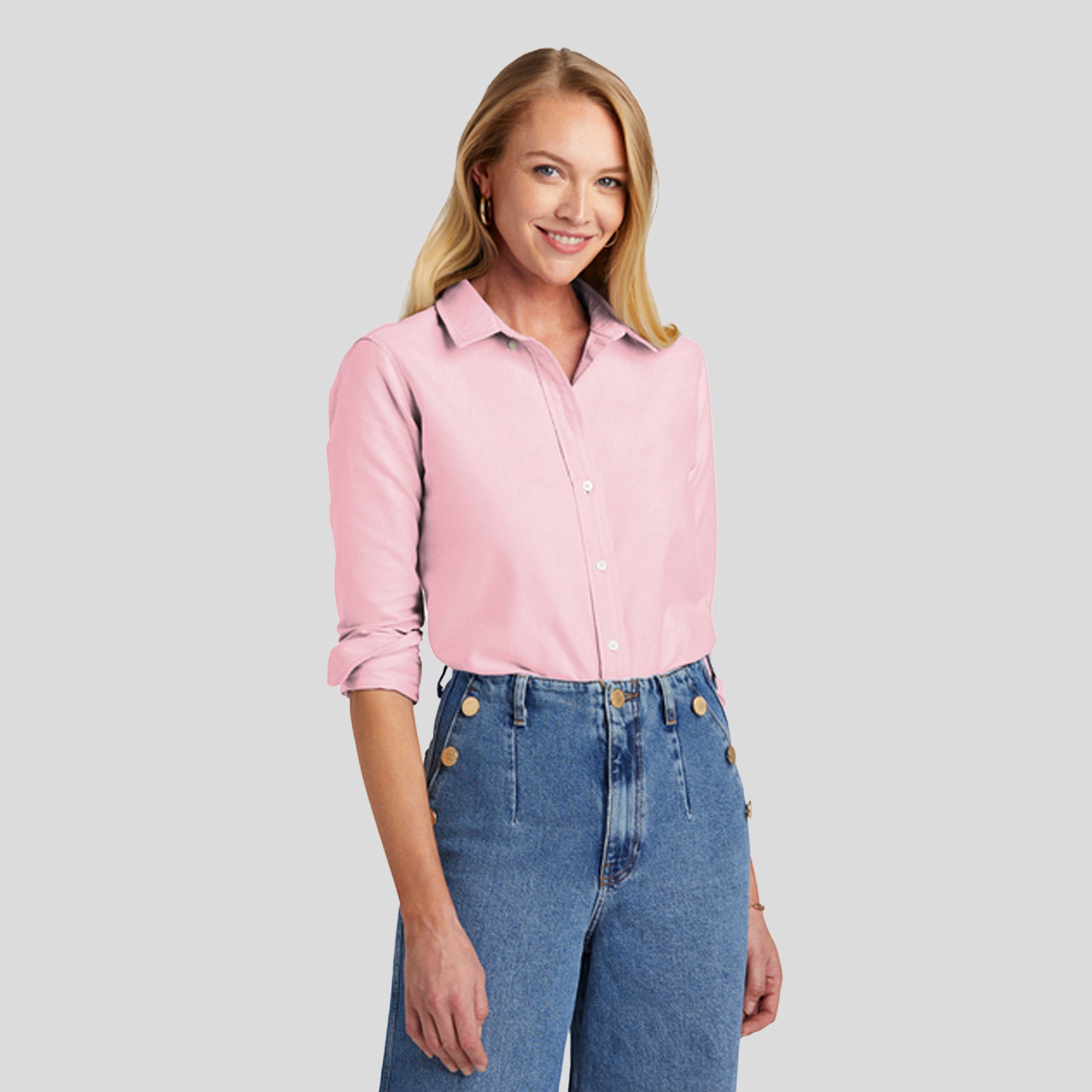 Womenβs Casual Oxford Cloth Shirt | Soft Pink