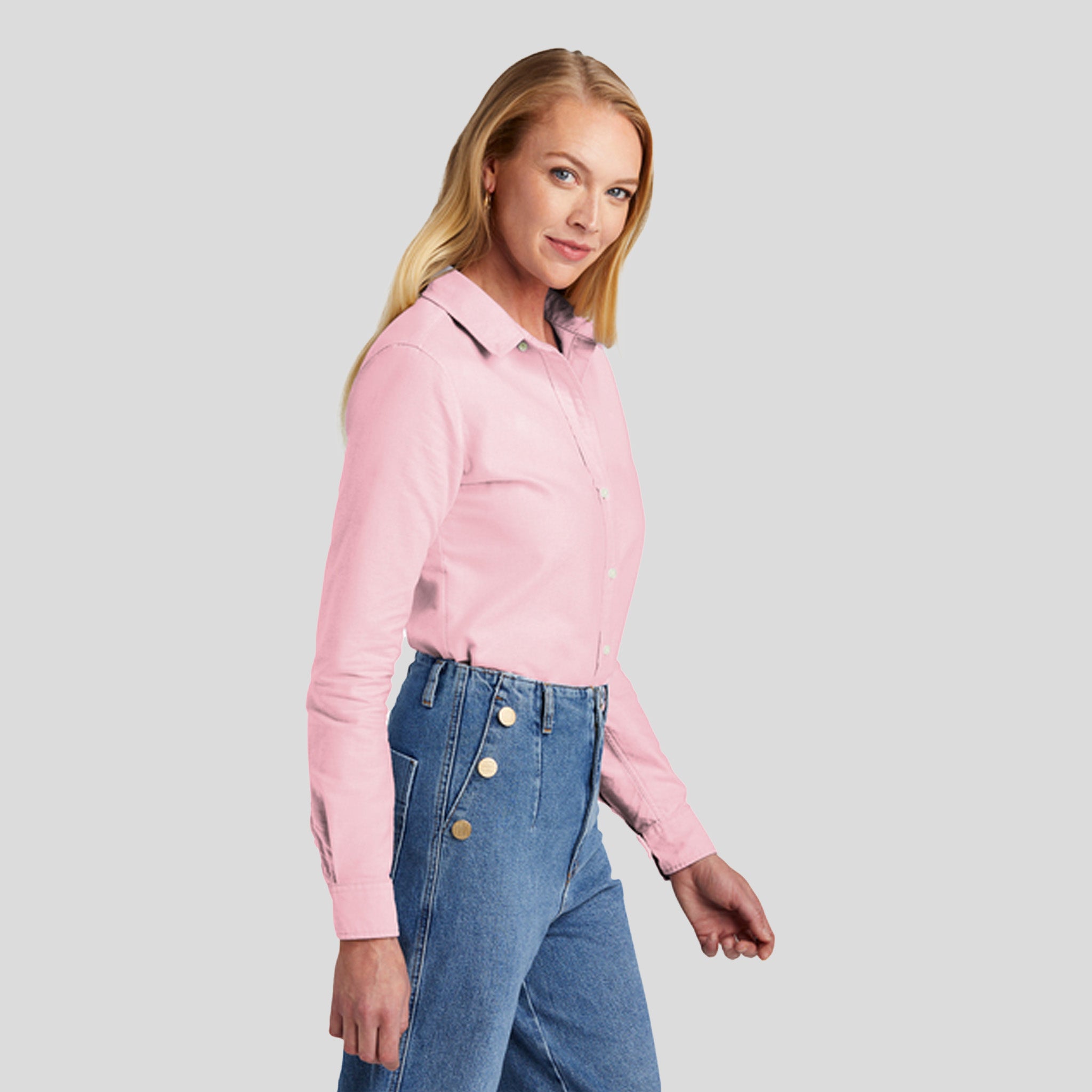 Womenβs Casual Oxford Cloth Shirt | Soft Pink