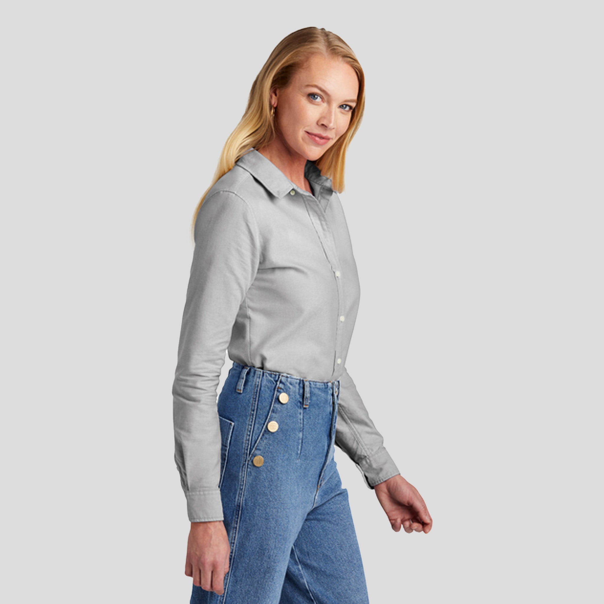 Womenβs Casual Oxford Cloth Shirt | Windsor Grey