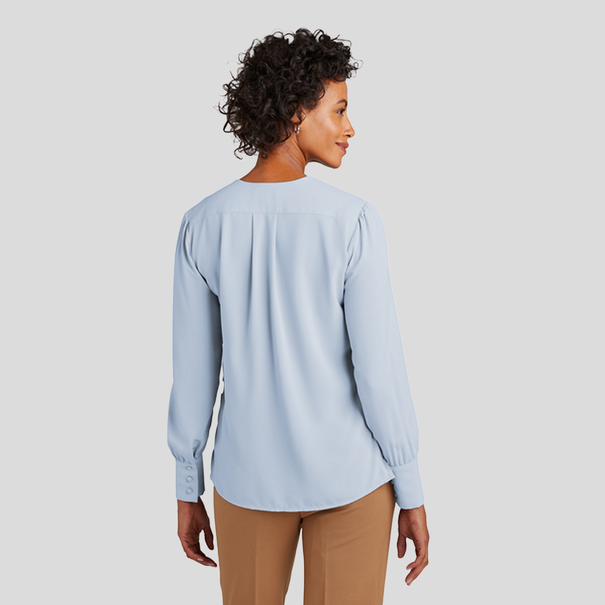 Womenβs Open-Neck Satin Blouse | Heritage Blue