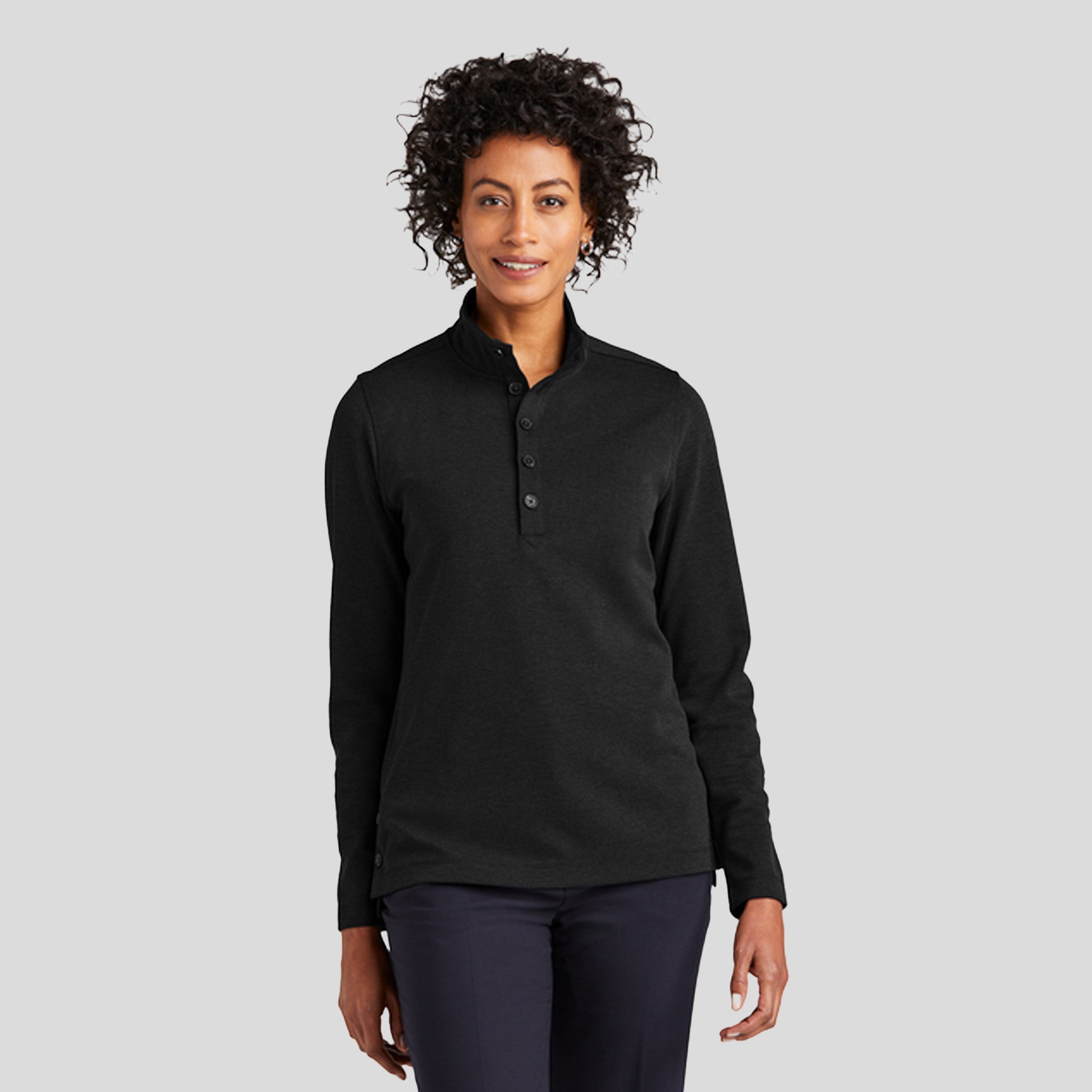 Womenβs Mid-Layer Stretch 1/2-Button | Black Heather