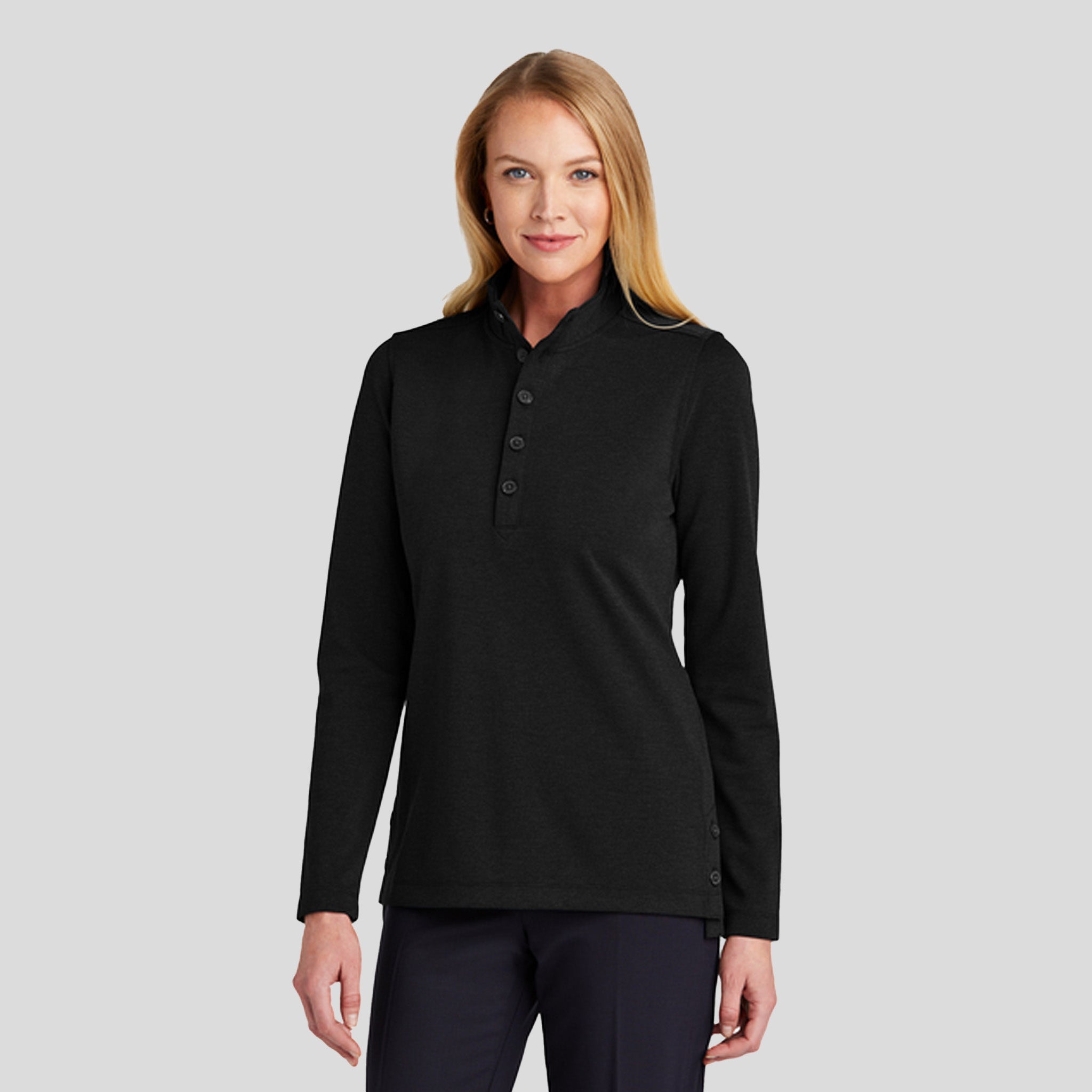 Womenβs Mid-Layer Stretch 1/2-Button | Black Heather