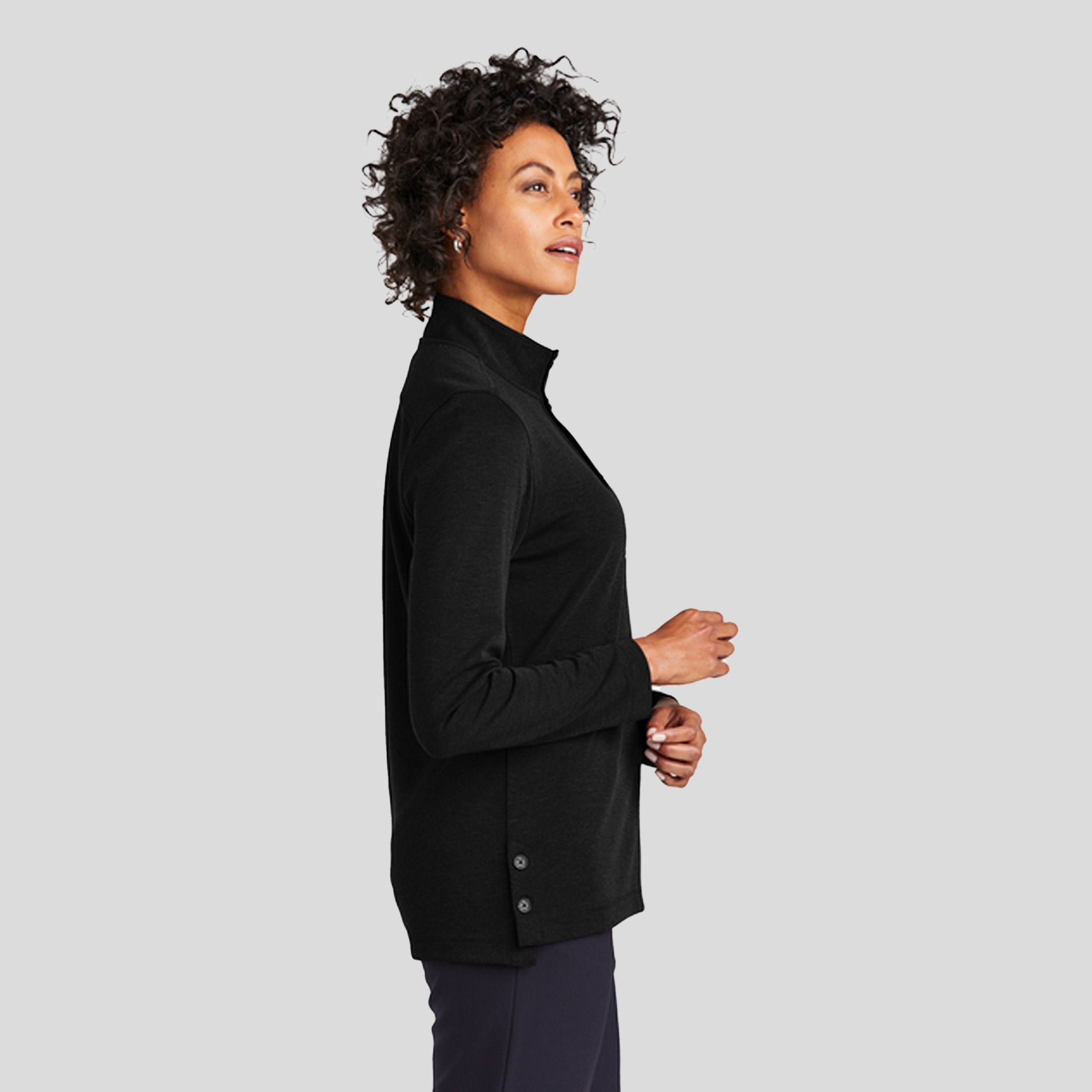 Womenβs Mid-Layer Stretch 1/2-Button | Black Heather