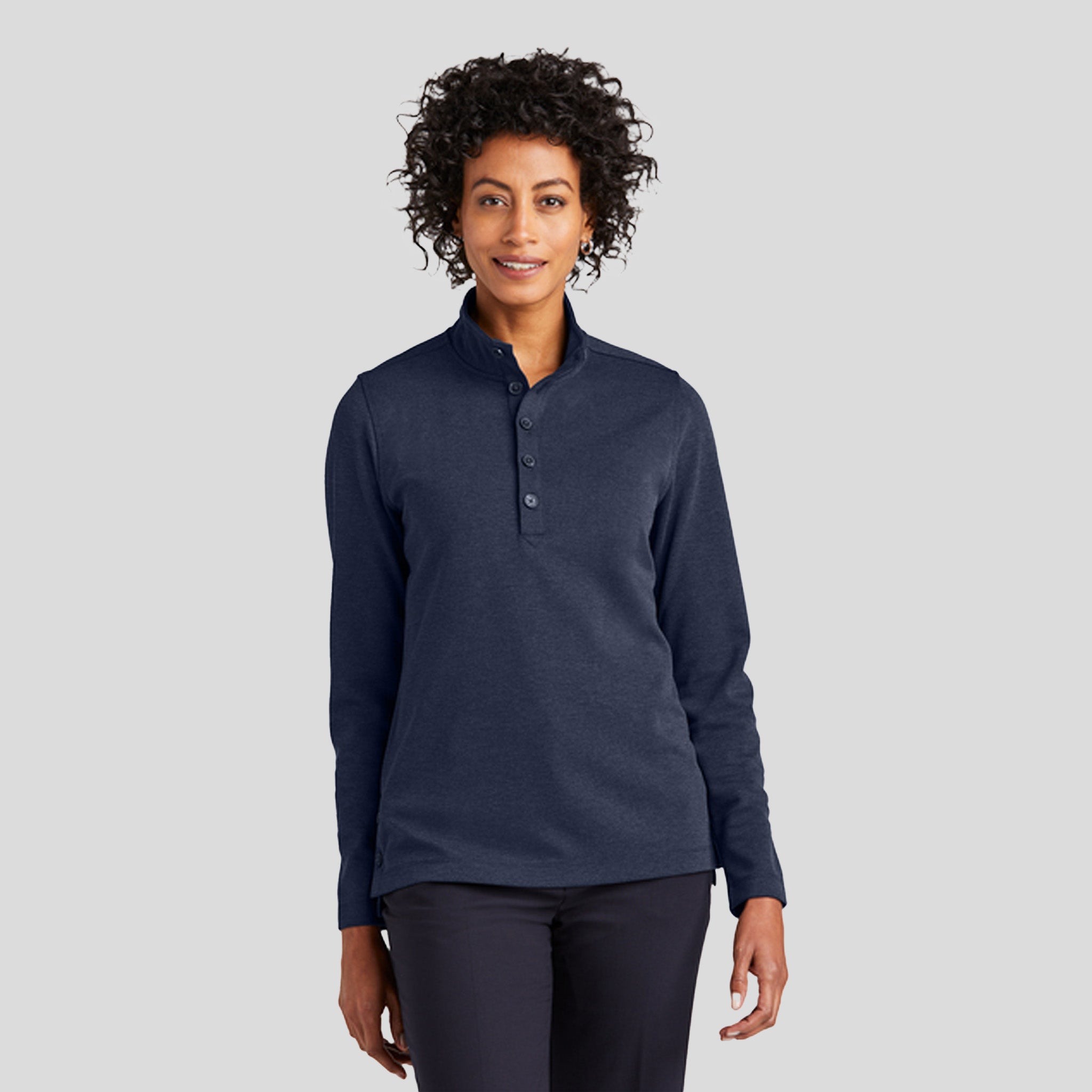 Womenβs Mid-Layer Stretch 1/2-Button | Navy Blazer Heather
