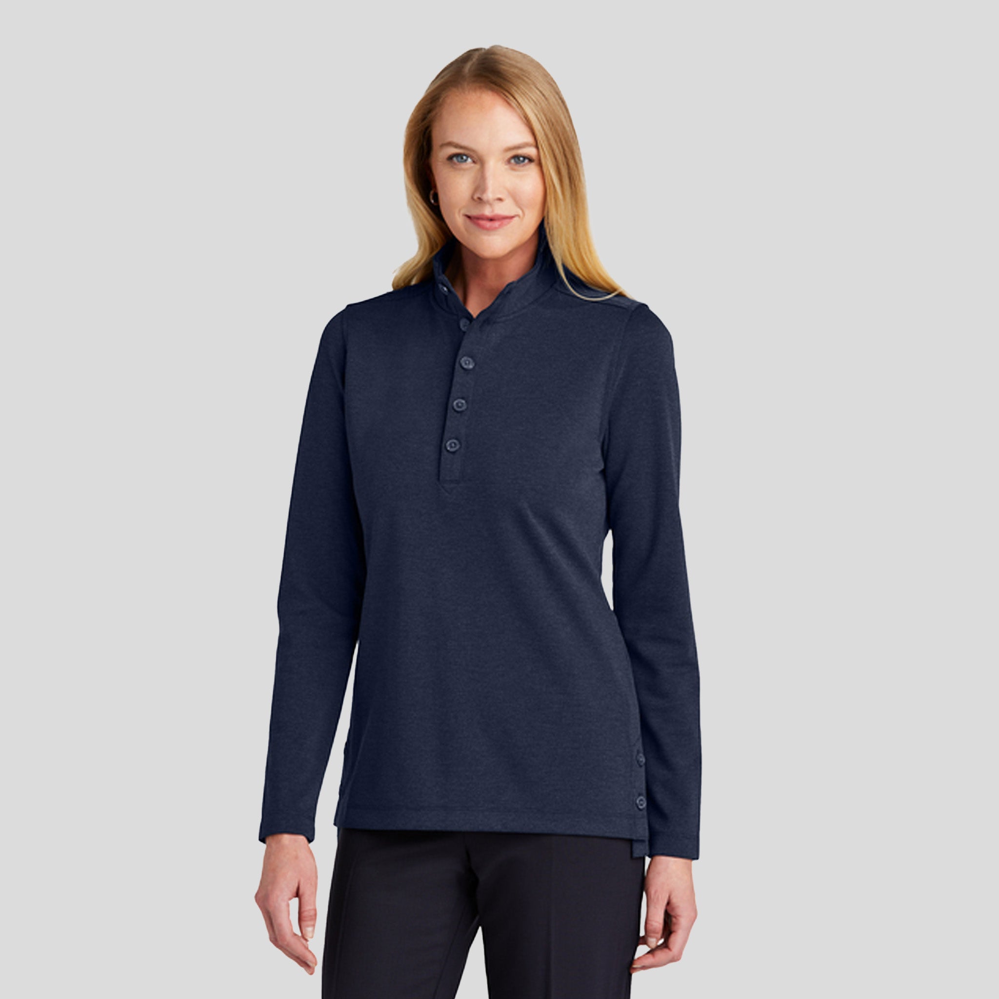 Womenβs Mid-Layer Stretch 1/2-Button | Navy Blazer Heather