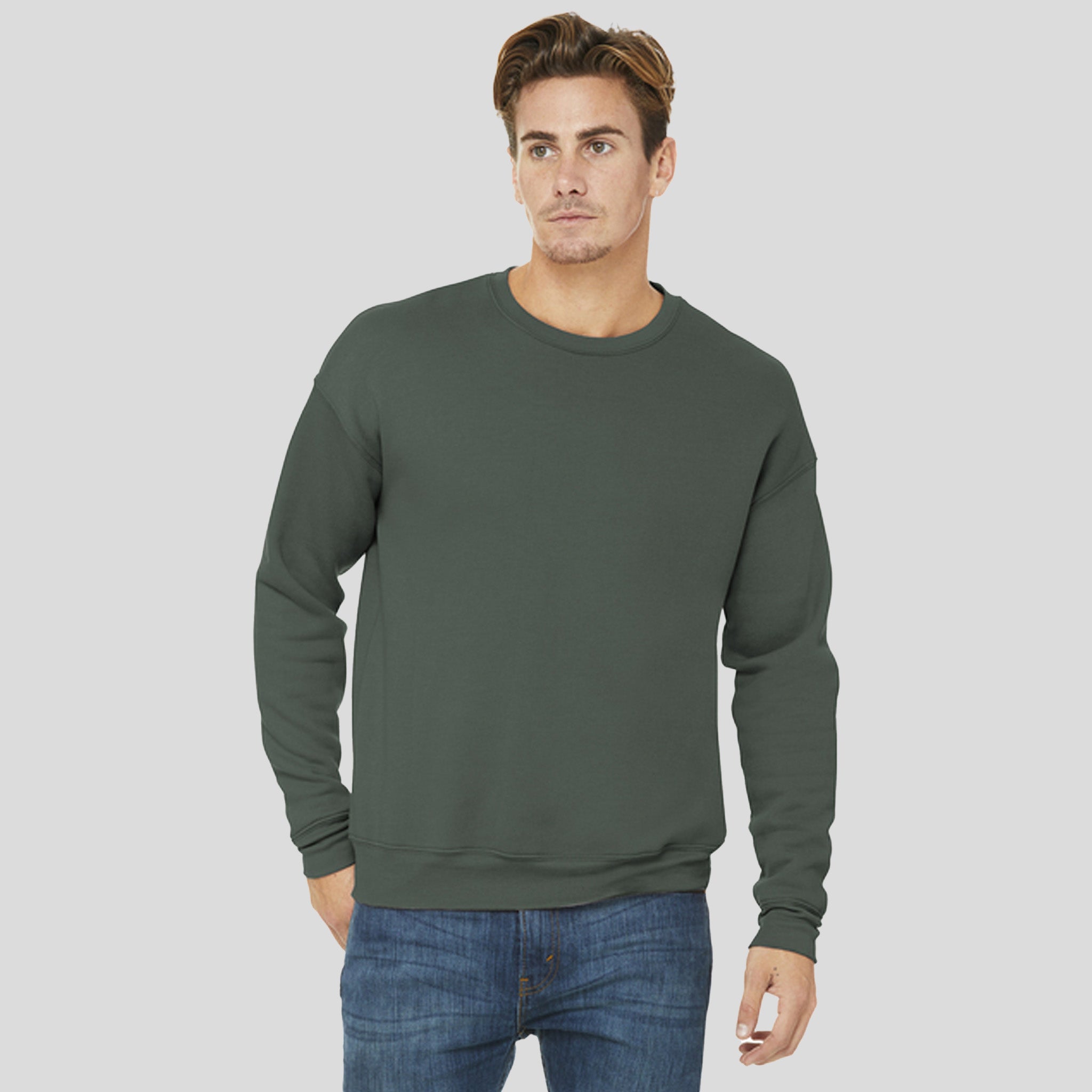Unisex Sponge Fleece Drop Shoulder Sweatshirt | Military Green