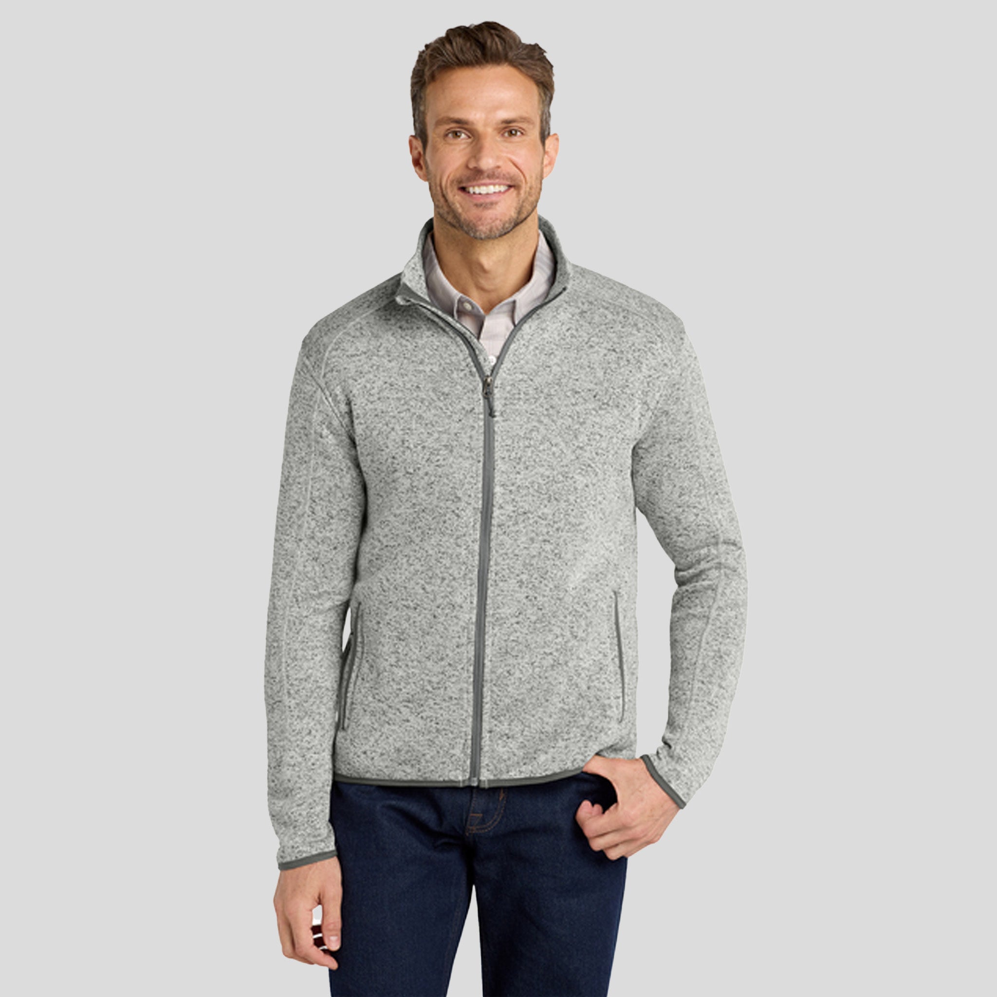 Men's Sweater Fleece Jacket | Grey Heather