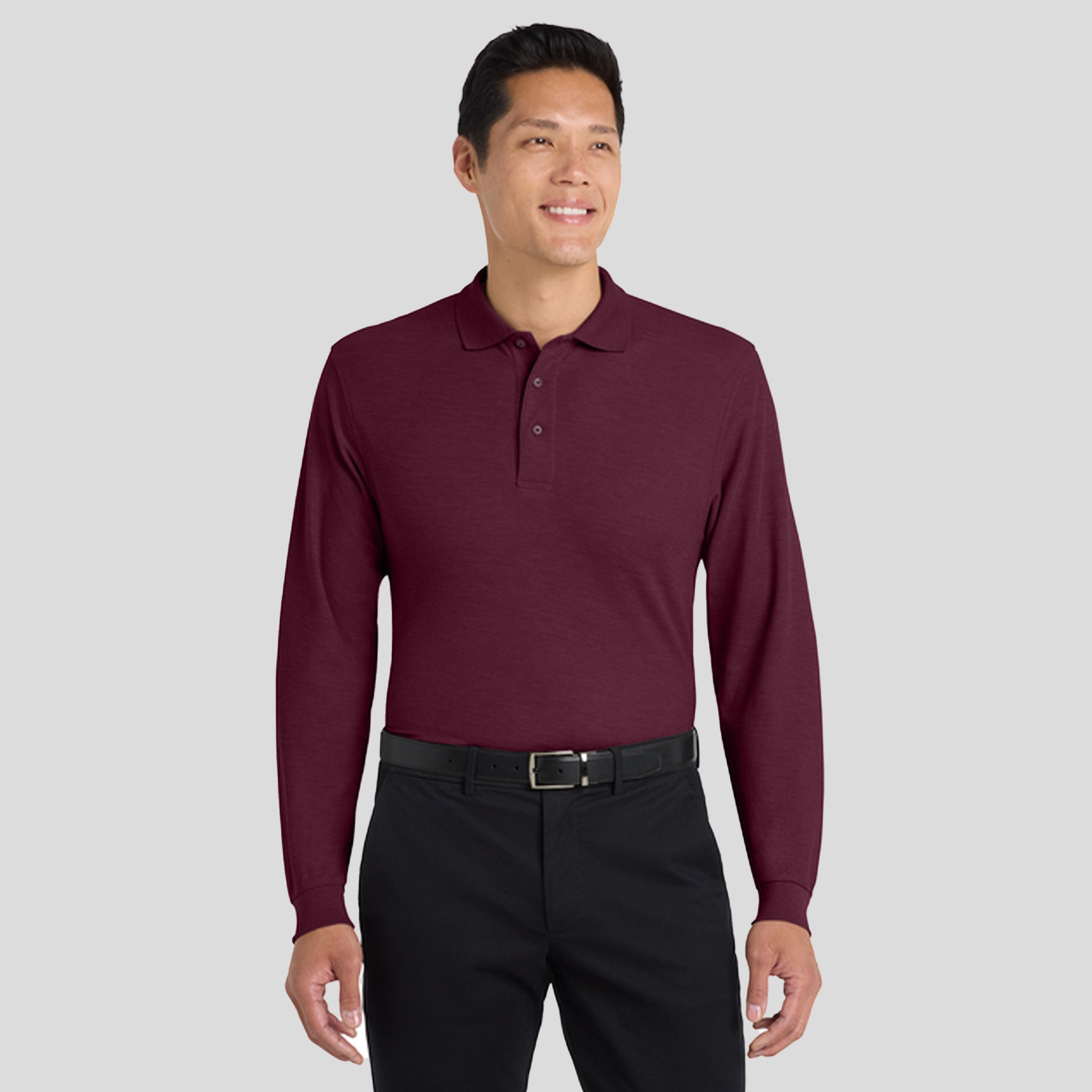 Silk Touchβ’ Long Sleeve Polo | Burgundy