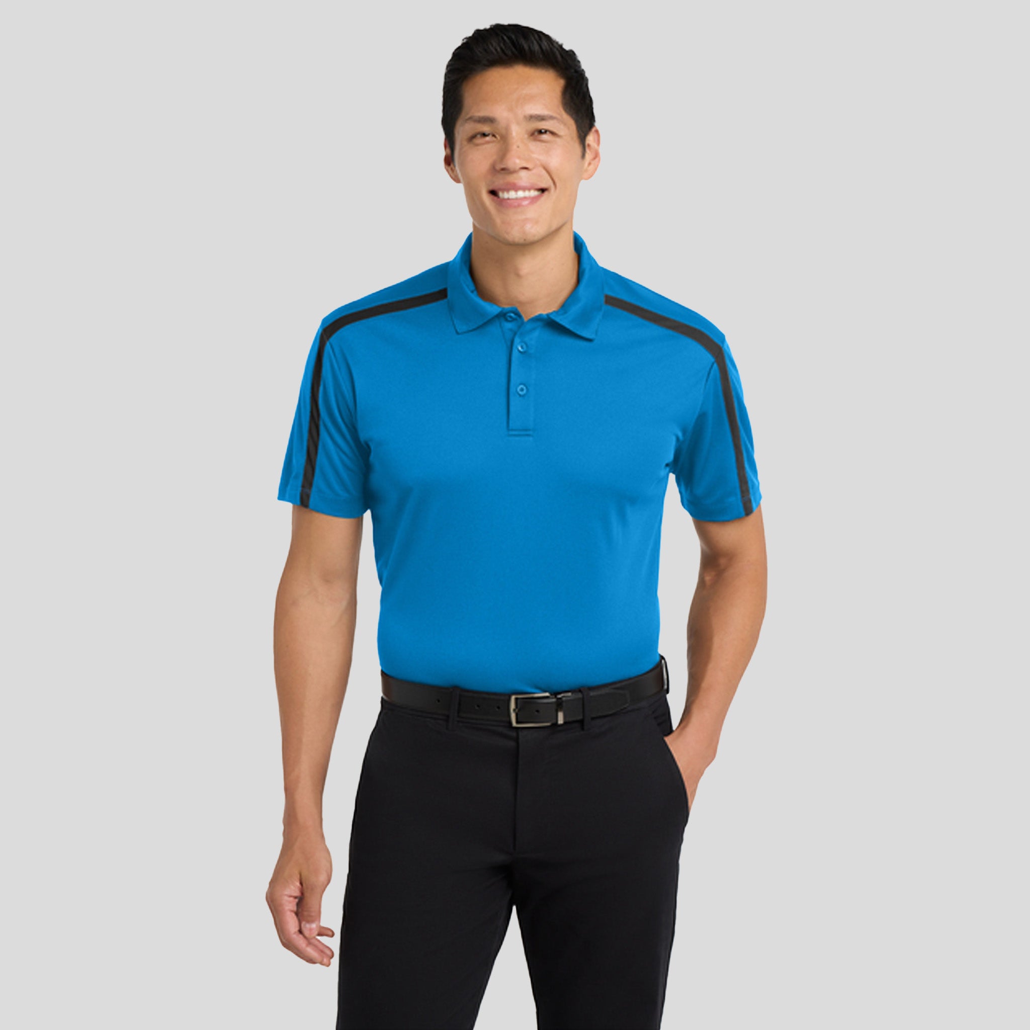 Silk Touch™ Performance Colorblock Stripe Polo | Brilliant Blue/Black