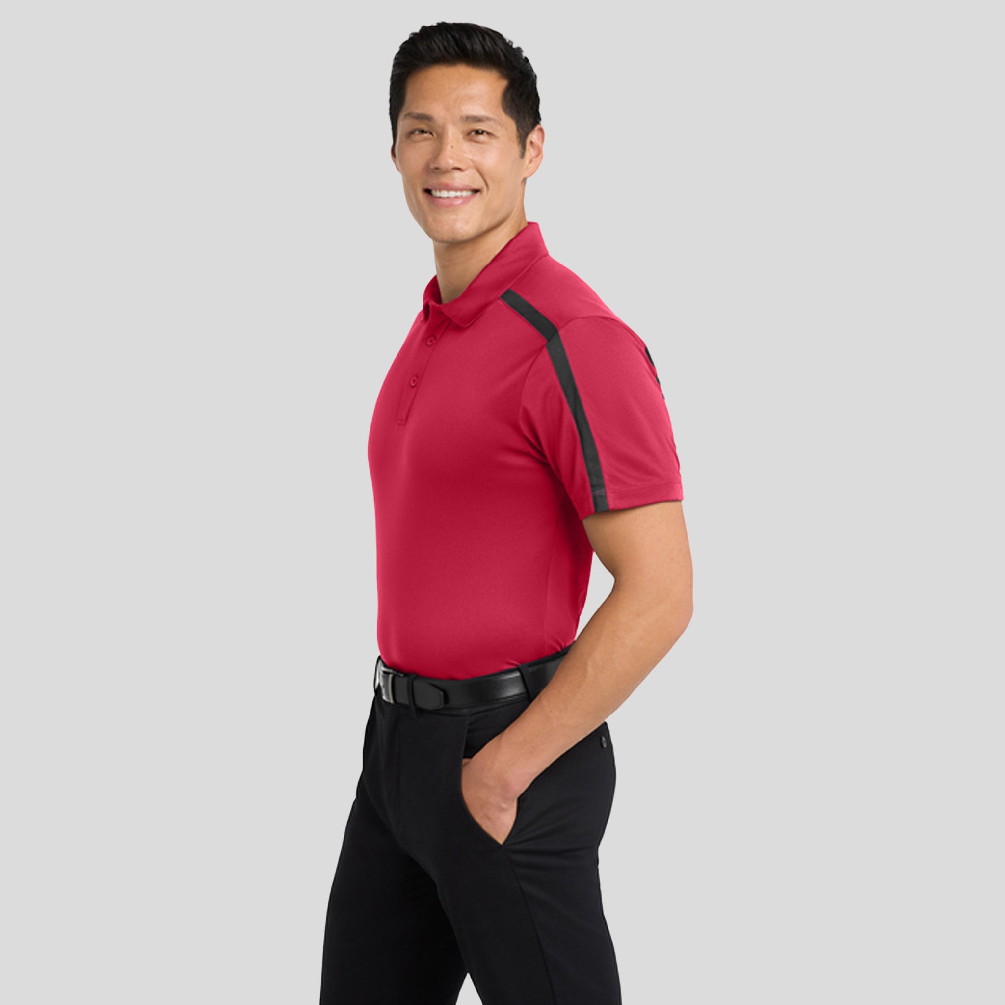Silk Touch™ Performance Colorblock Stripe Polo | Red/Black