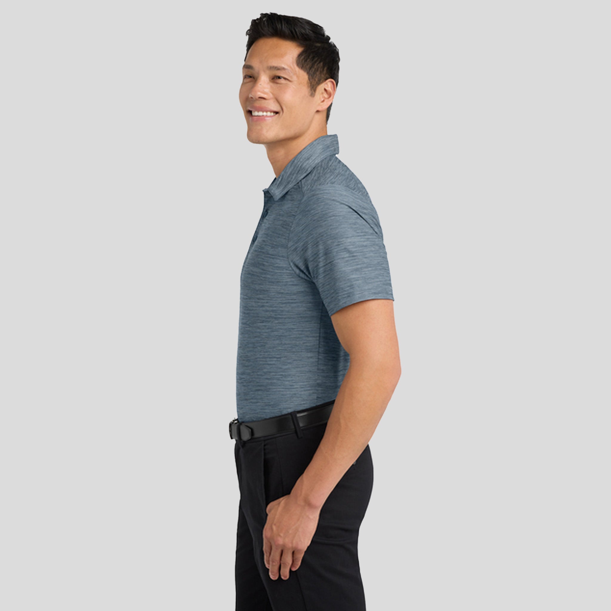 Stretch Heather Polo | Regatta Blue/Gusty Grey