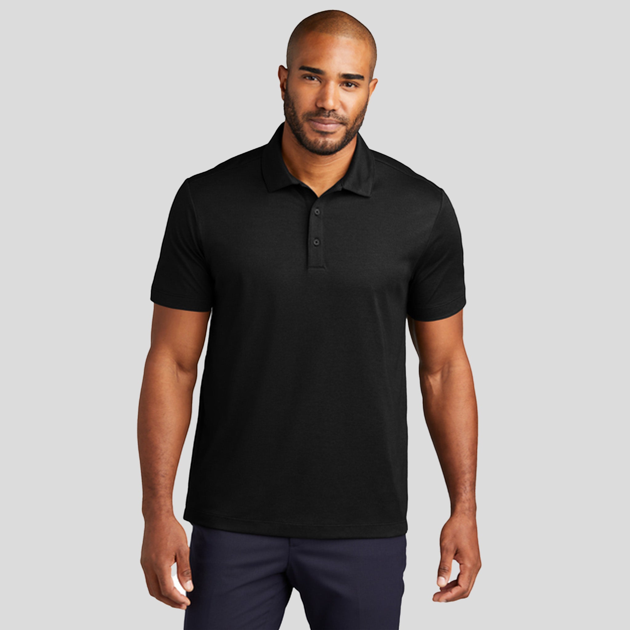 Fine Pique Blend Polo | Black Heather