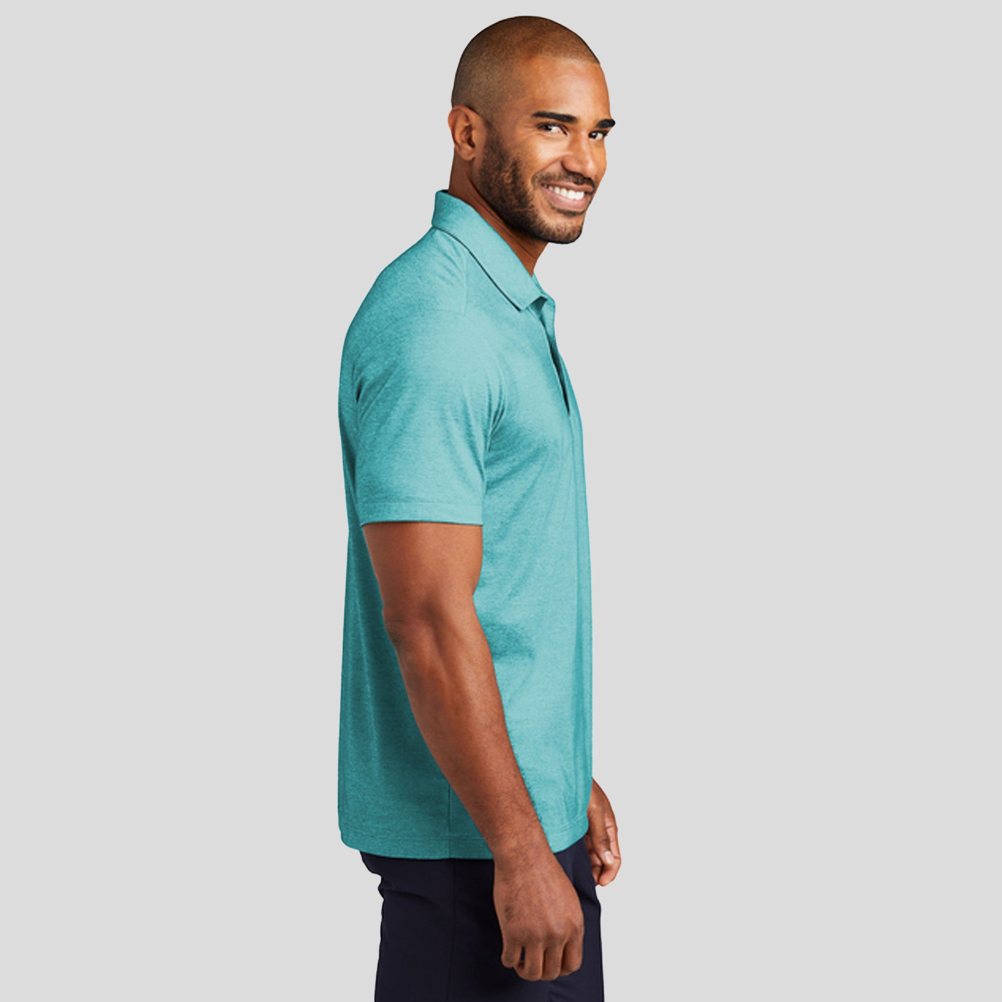 Fine Pique Blend Polo | Dark Teal Heather
