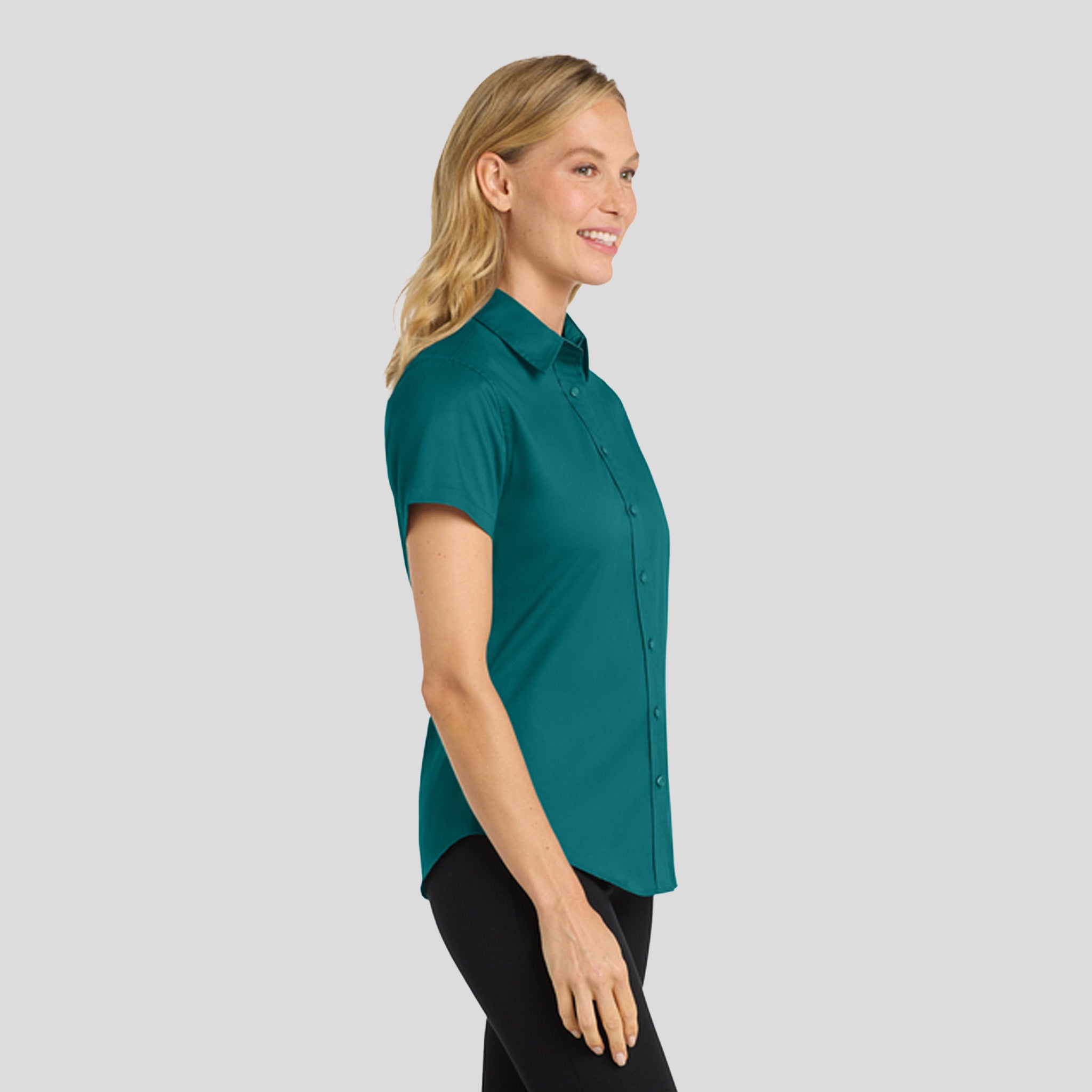 Women's Short Sleeve Easy Care Shirt | Teal Green