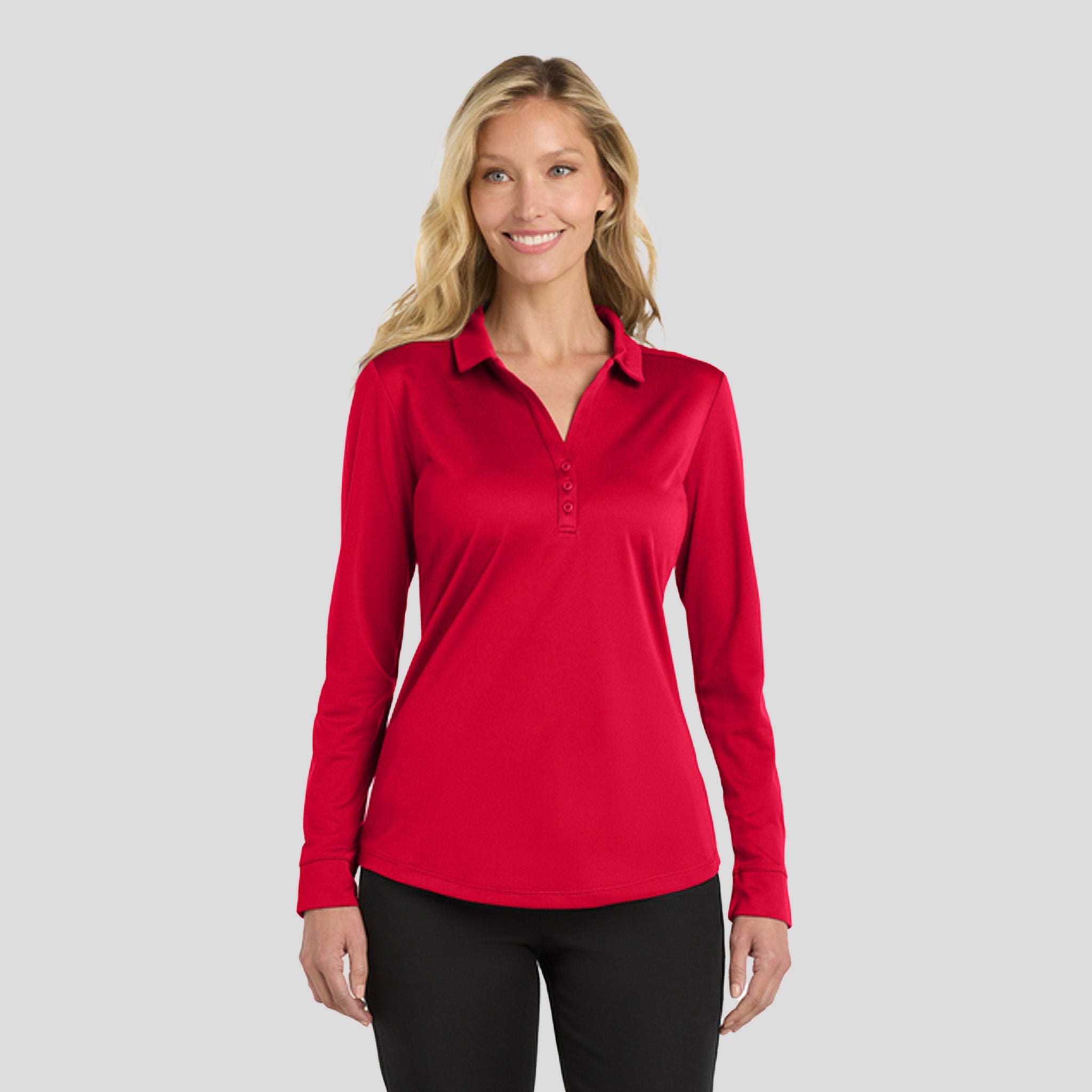 Women's Silk Touch™ Performance Long Sleeve Polo | Red