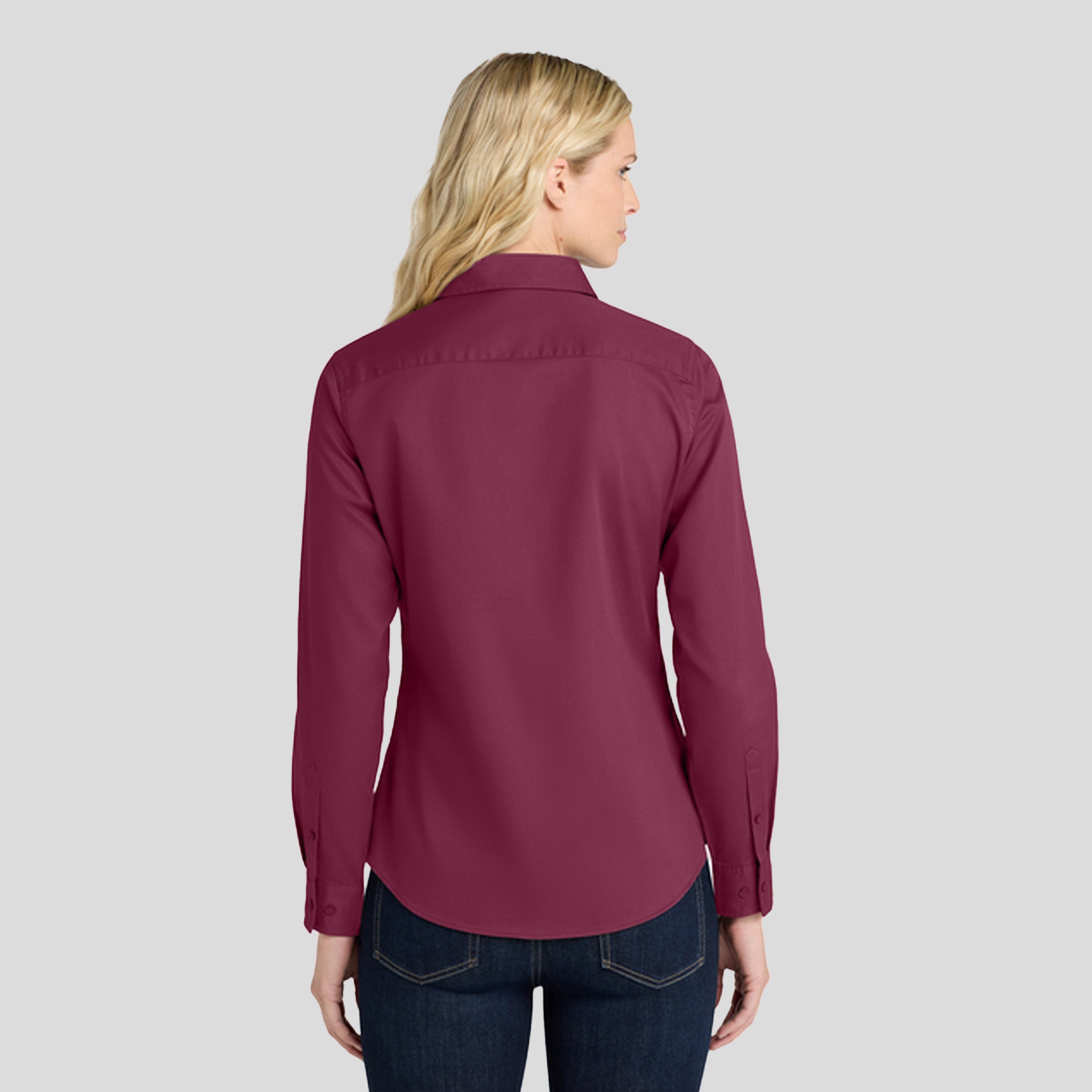 Women's Long Sleeve Easy Care Shirt | Burgundy/Light Stone
