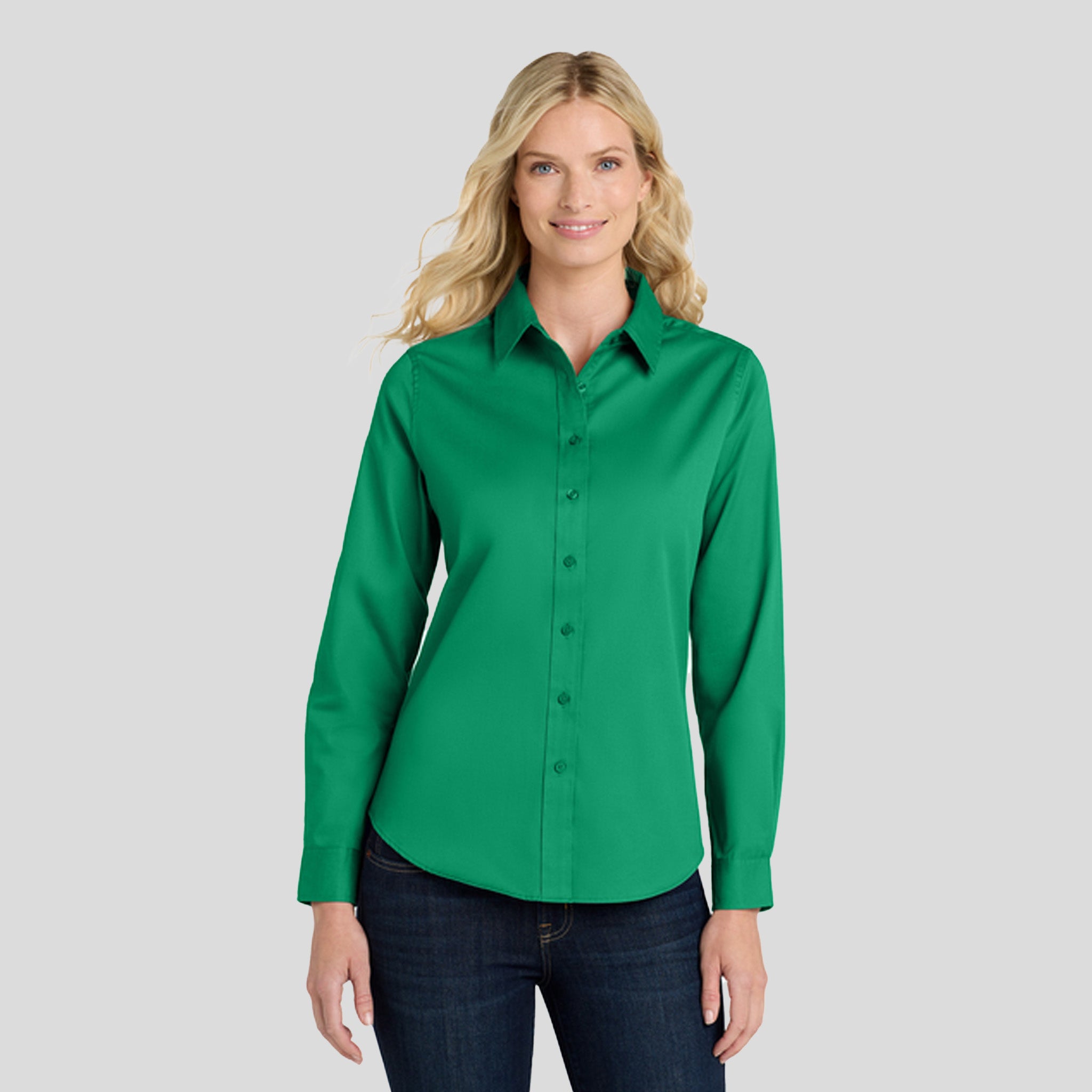 Women's Long Sleeve Easy Care Shirt | Court Green