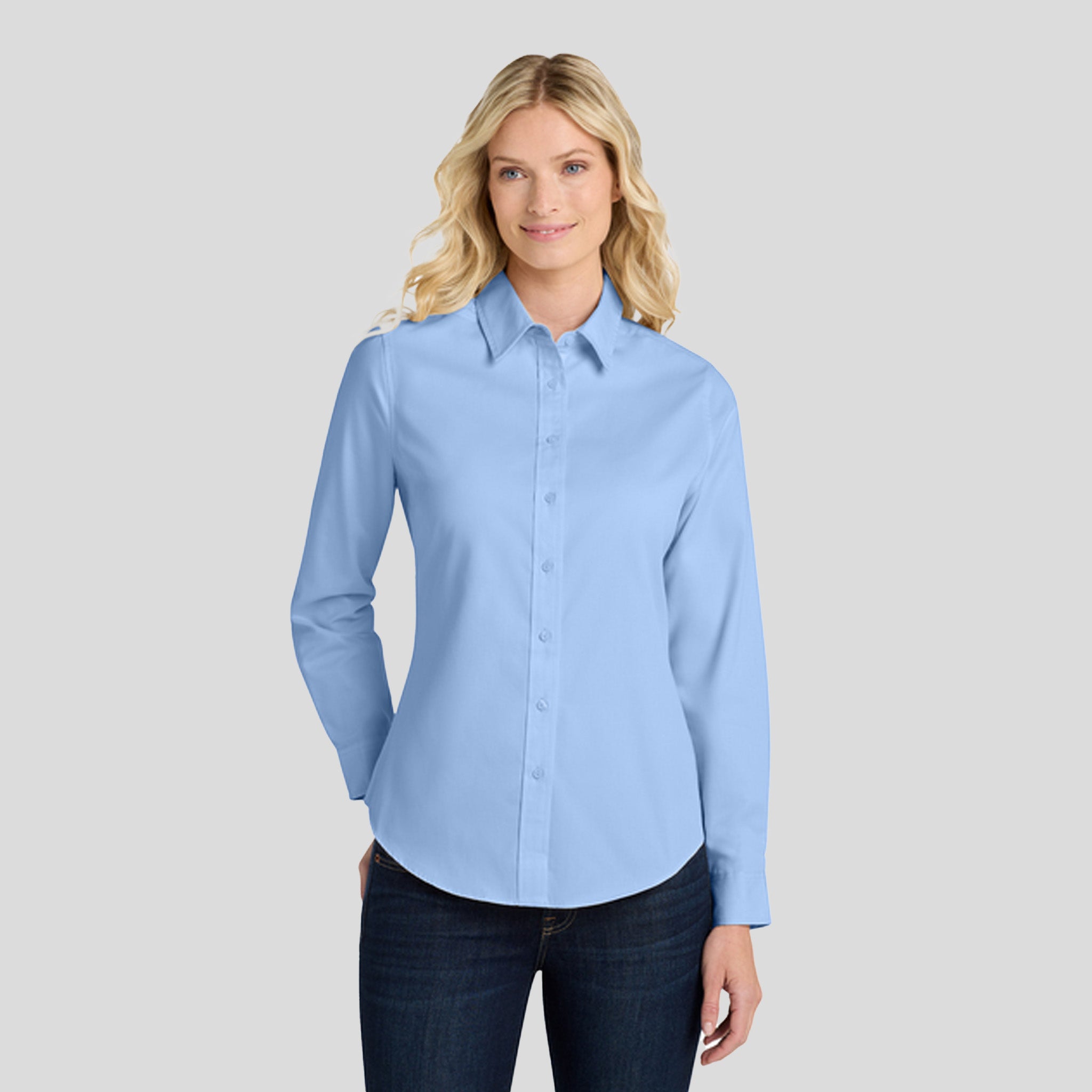 Women's Long Sleeve Easy Care Shirt | Light Blue/Light Stone