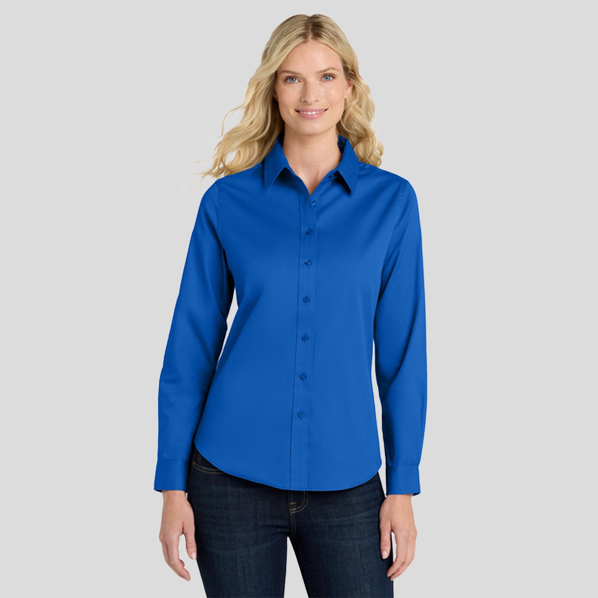 Women's Long Sleeve Easy Care Shirt | Strong Blue
