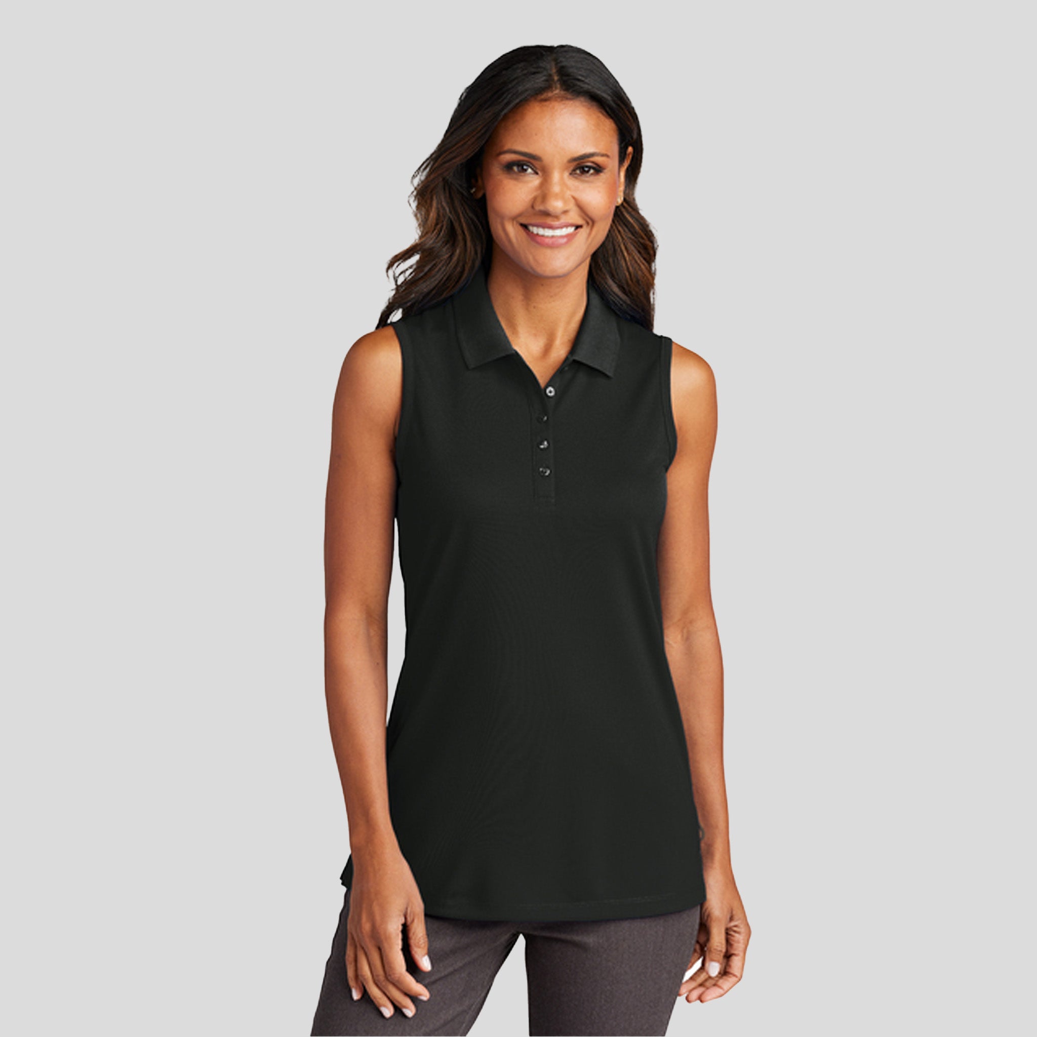 Women's Dry Zone® UV Micro-Mesh Sleeveless Polo | Deep Black