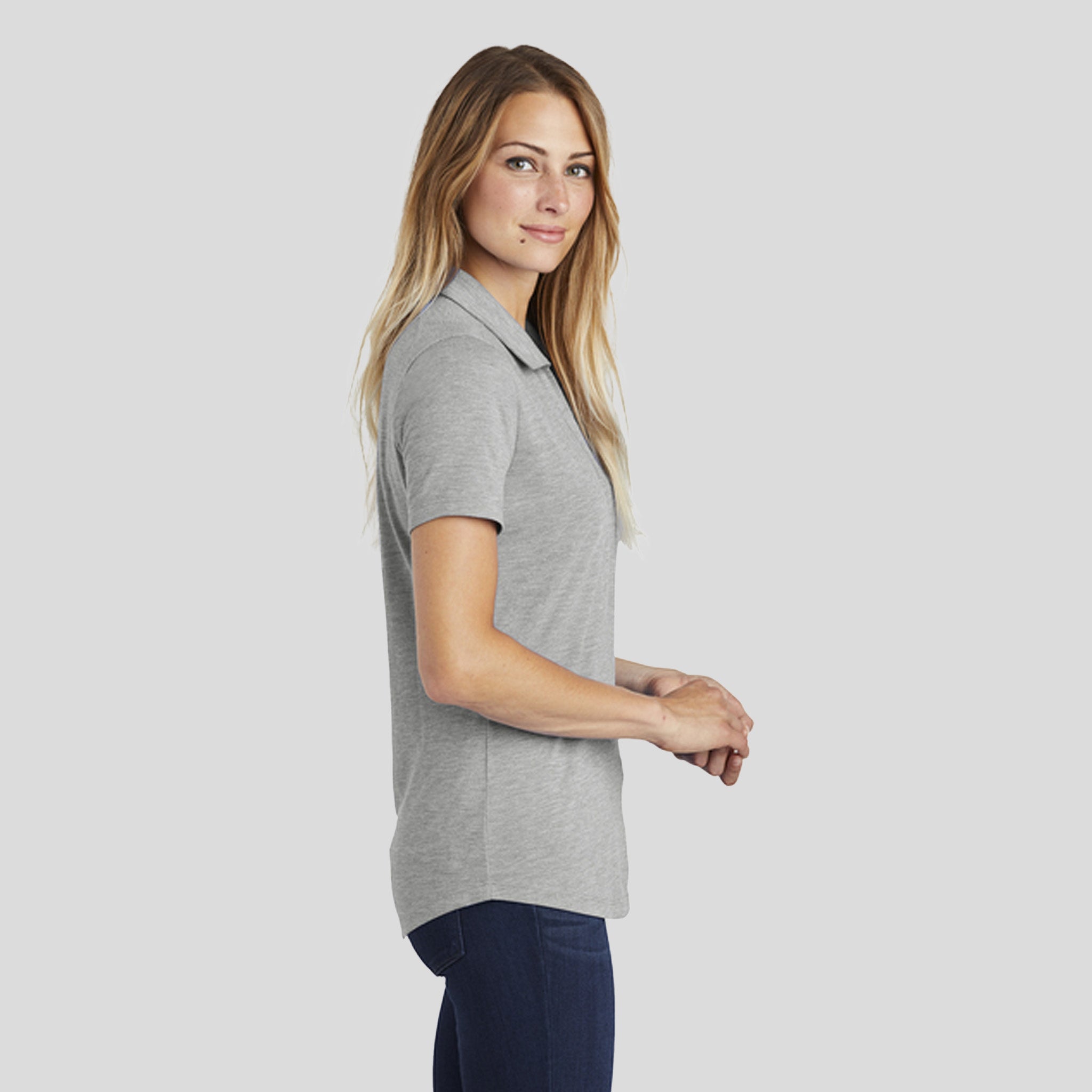 Women's PosiCharge ® Tri-Blend Wicking Polo | Light Grey Heather