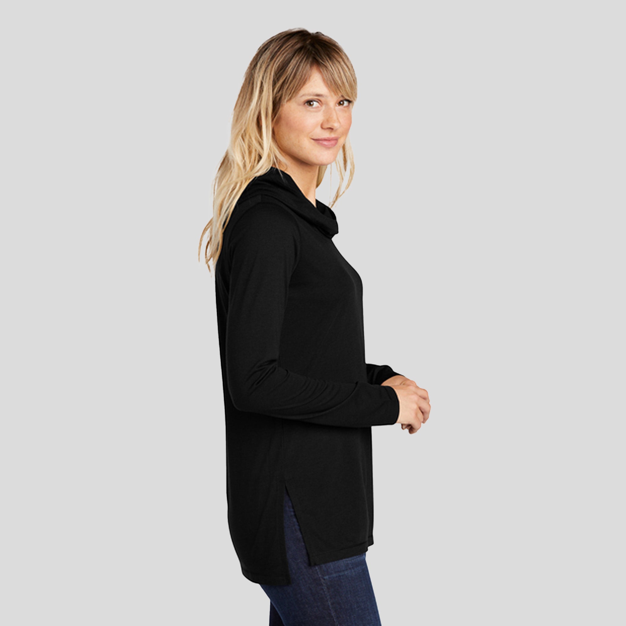 Women's PosiChargeยฎ Tri-Blend Wicking Long Sleeve Hoodie | Black Triad Solid