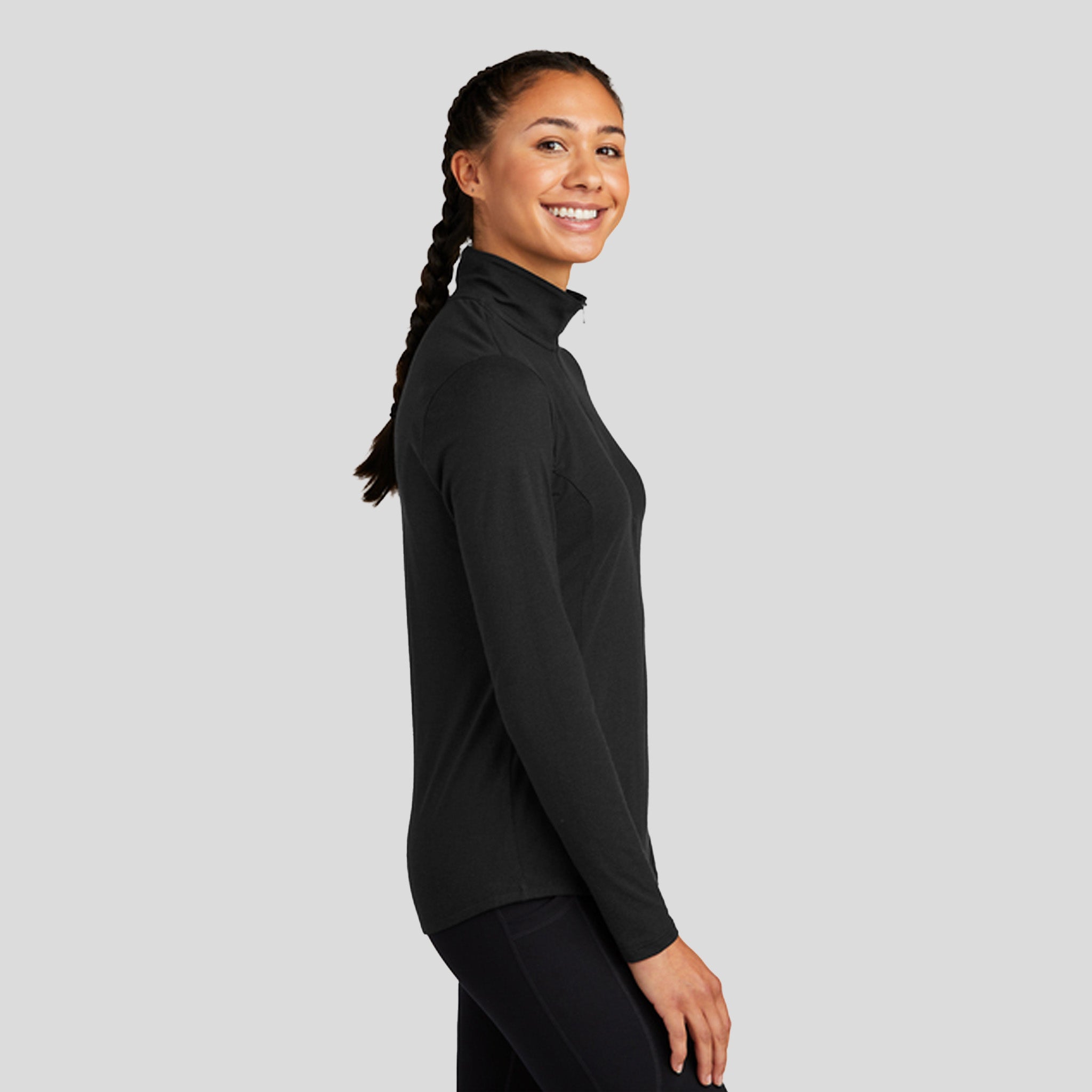 Women's PosiCharge ยฎ Tri-Blend Wicking 1/4-Zip Pullover | Black Triad Solid