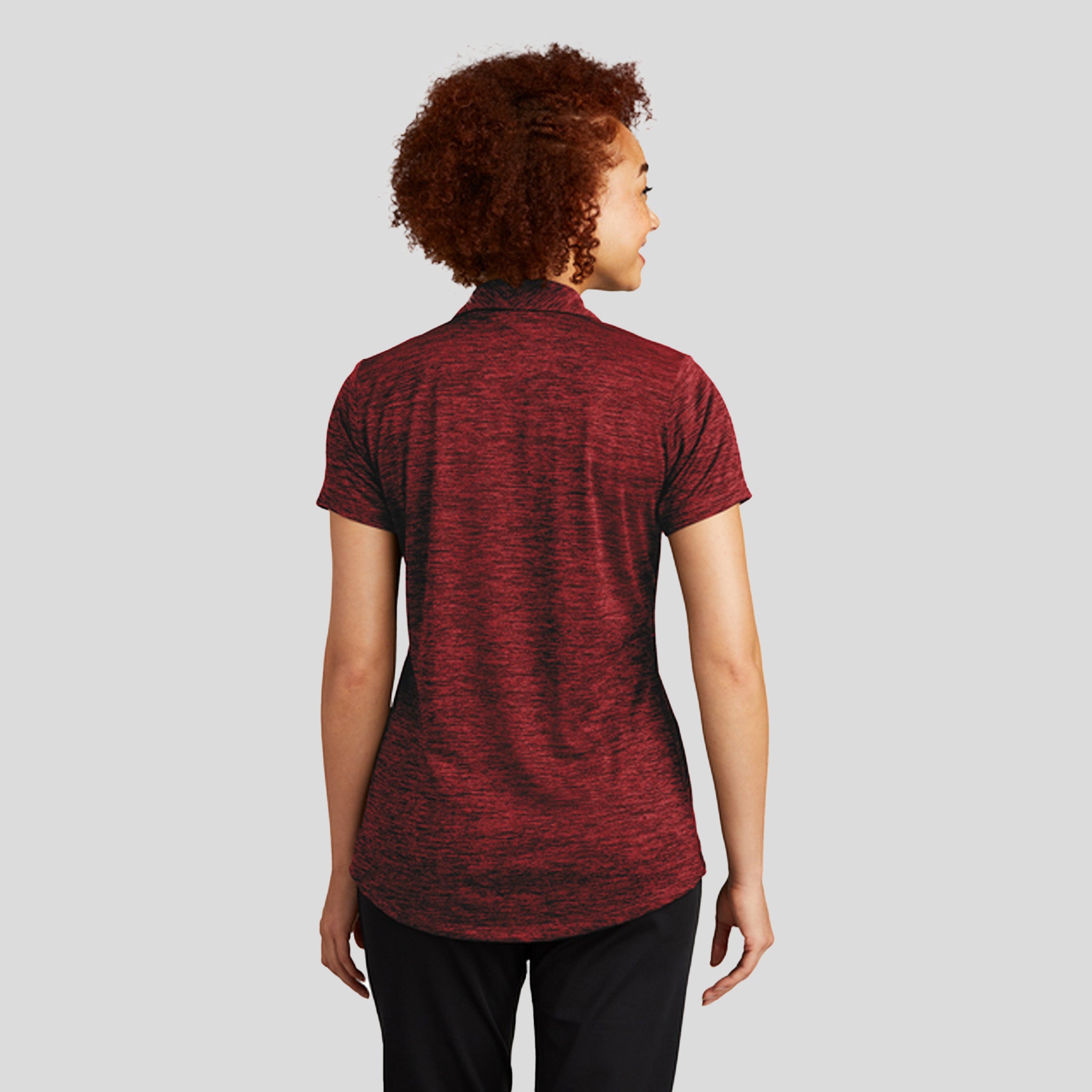 Women's PosiChargeยฎ Electric Heather Polo | Deep Red/ Black Electric