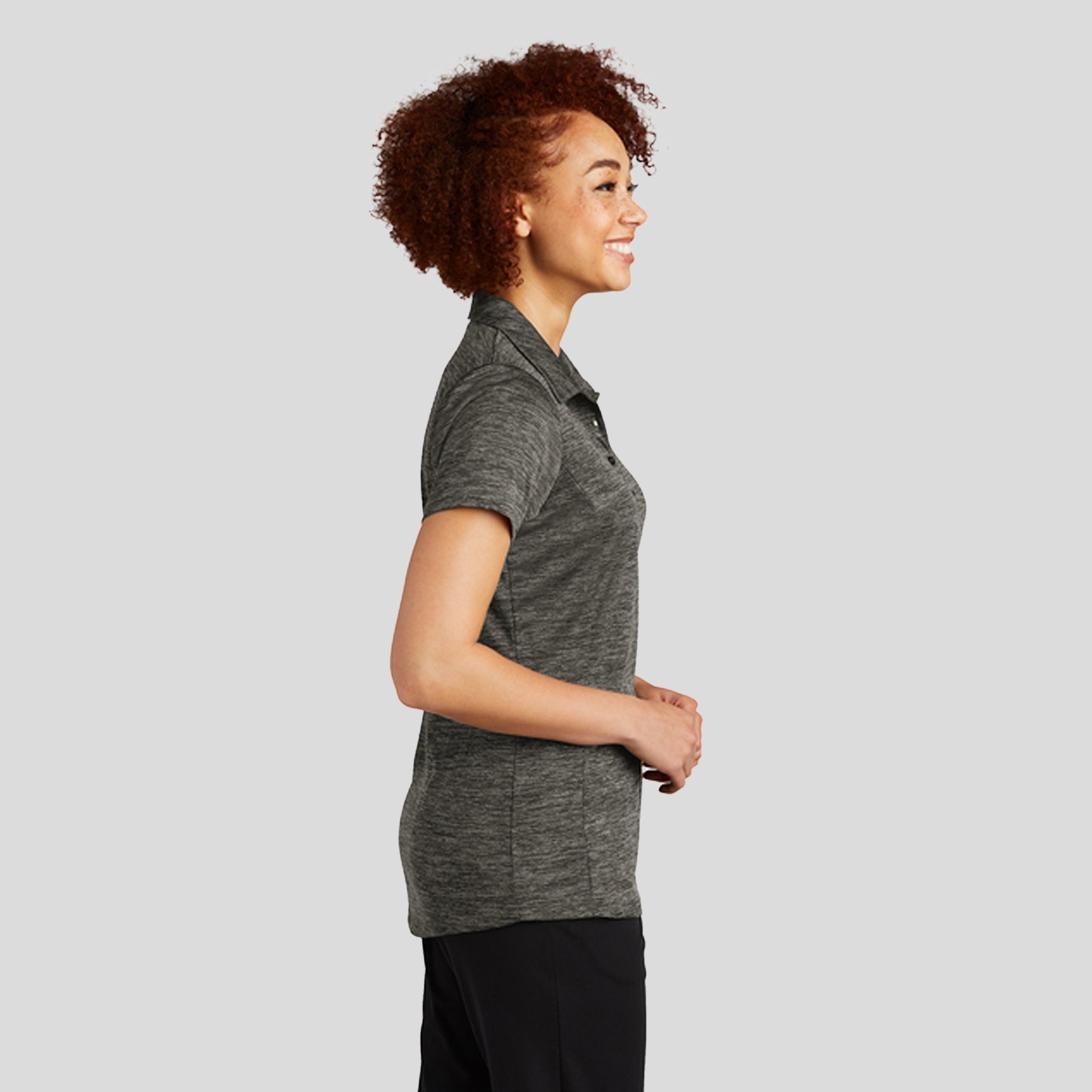 Women's PosiChargeยฎ Electric Heather Polo | Grey-Black Electric
