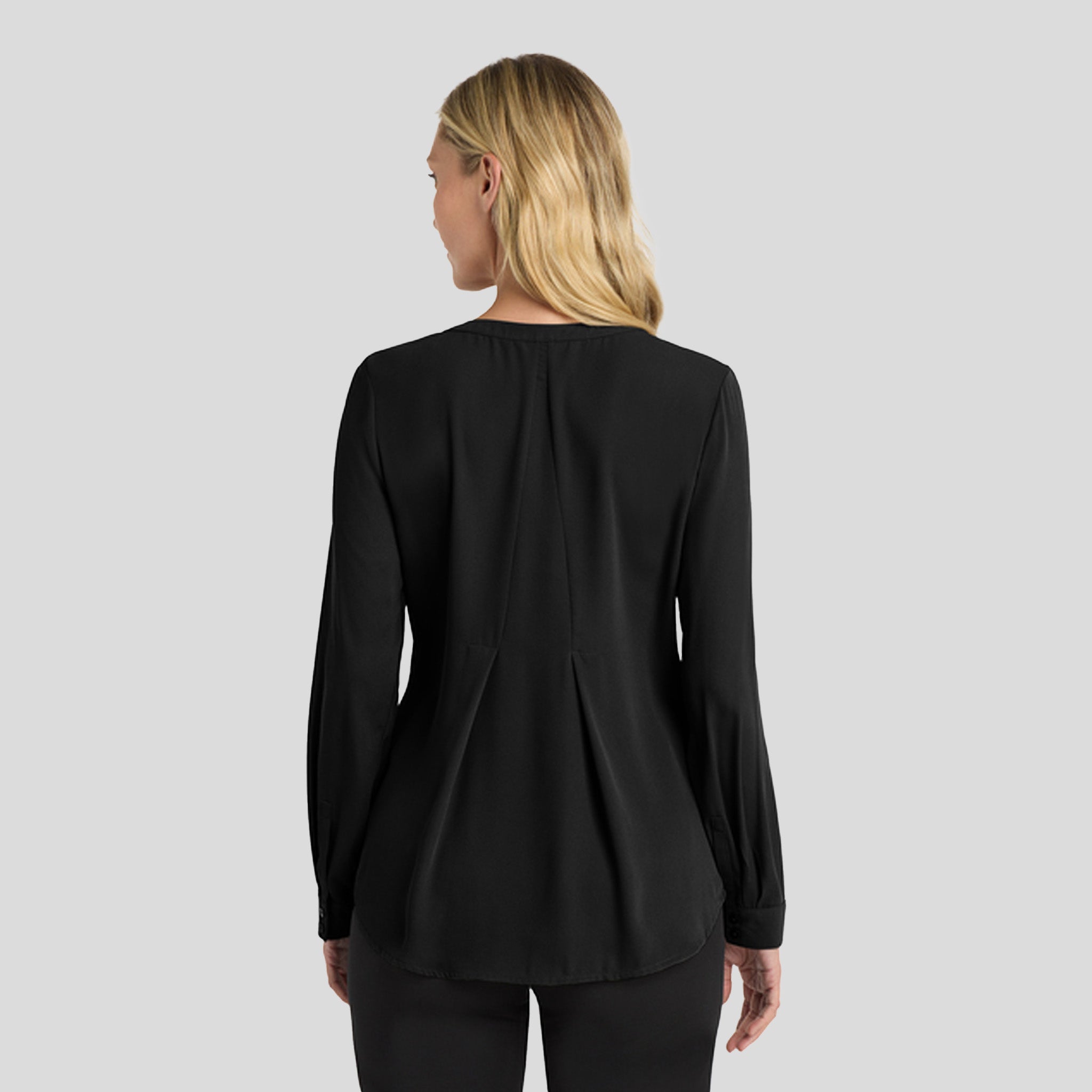 Women's Long Sleeve Button-Front Blouse | Black