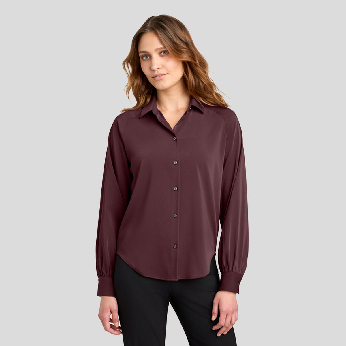 Women’s Long Sleeve Buttery Soft Blouse | Dark Raisin