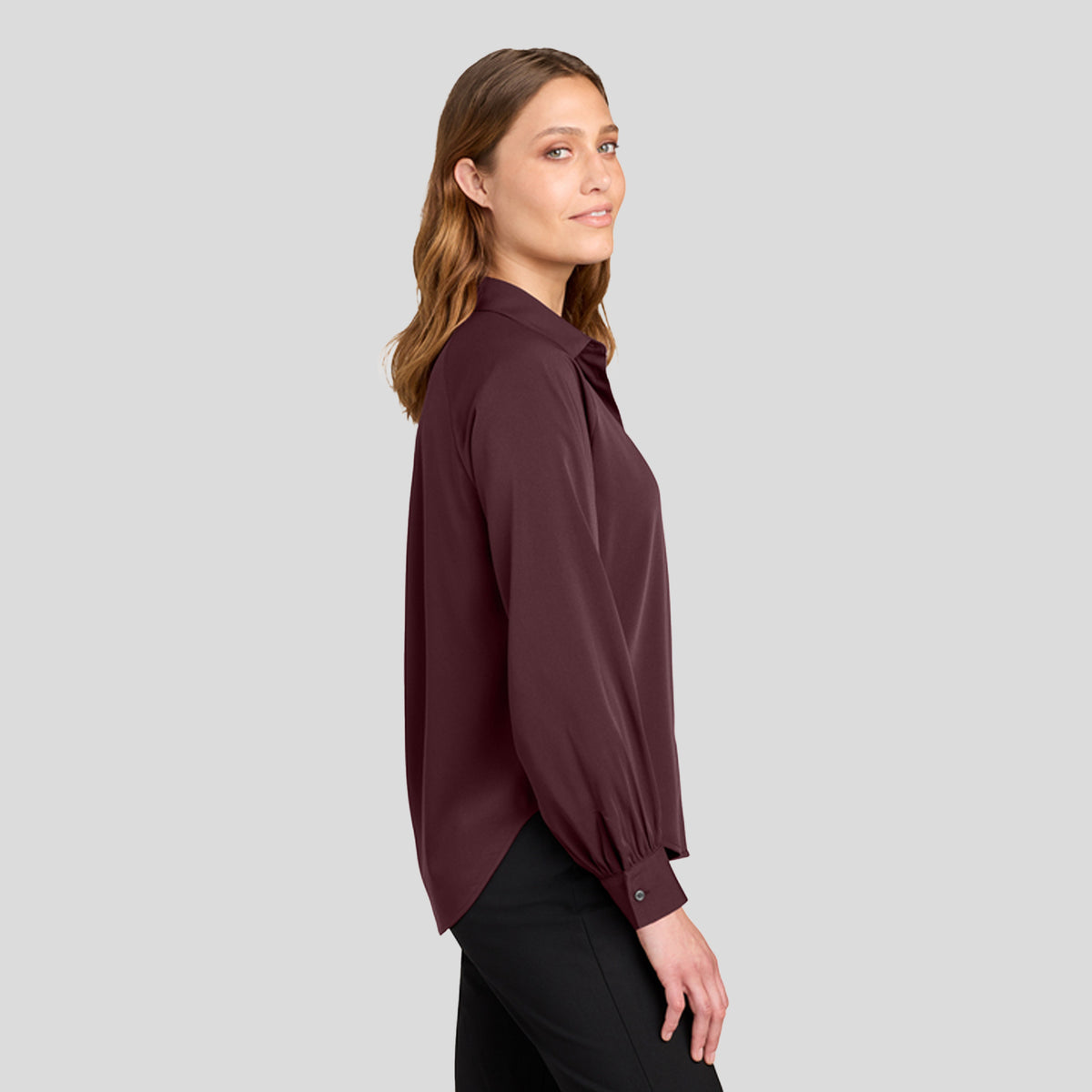 Women’s Long Sleeve Buttery Soft Blouse | Dark Raisin