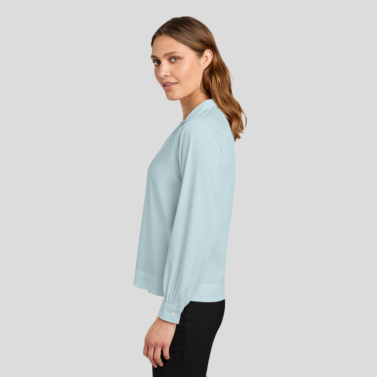 Women’s Long Sleeve Buttery Soft Popover Blouse | Celestial Blue
