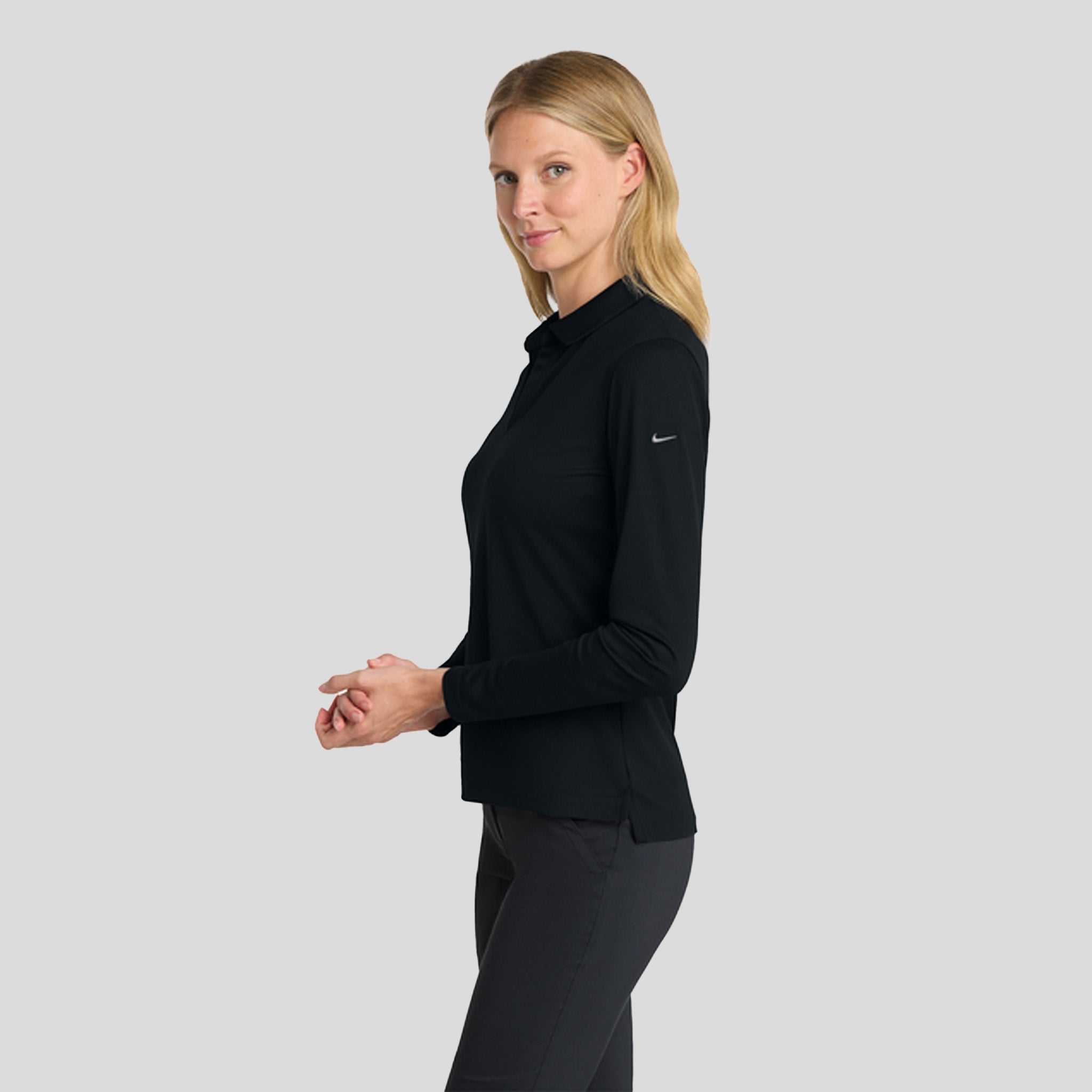 Women's Dri-FIT Micro Pique 2.0 Long Sleeve Polo | Black