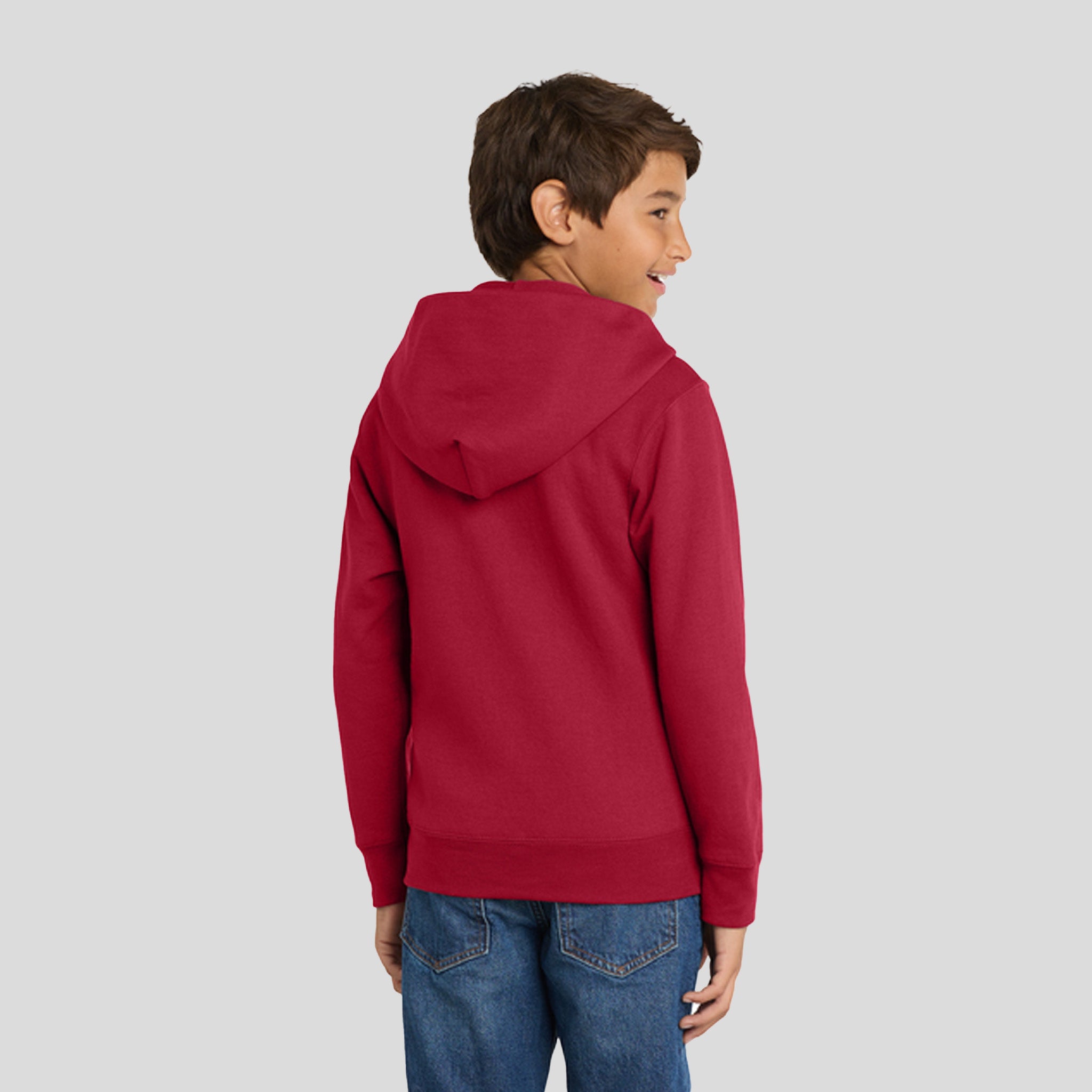 Youth Core Fleece Full-Zip Hooded Sweatshirt | Red