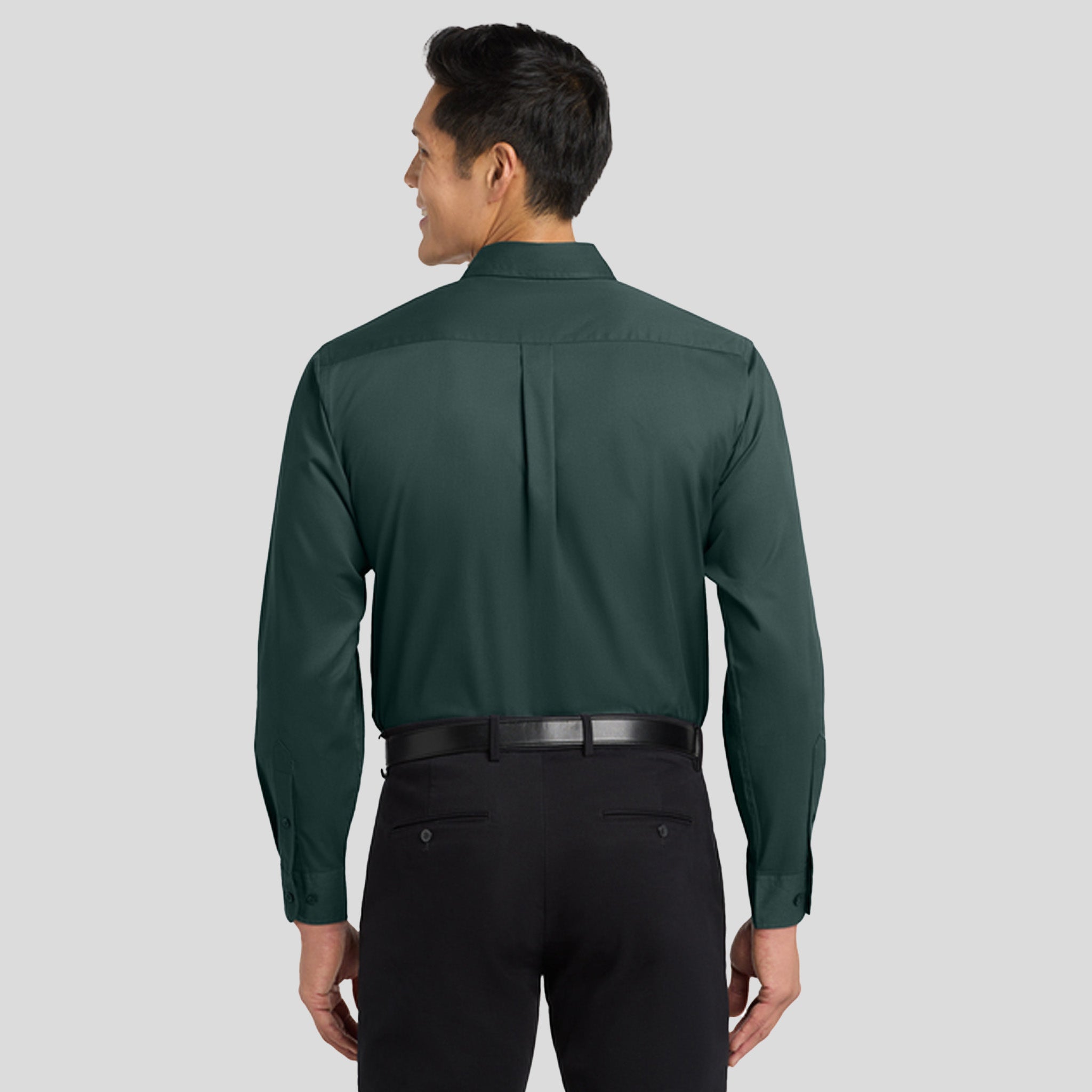 Long Sleeve Easy Care Shirt | Dark Green/Navy