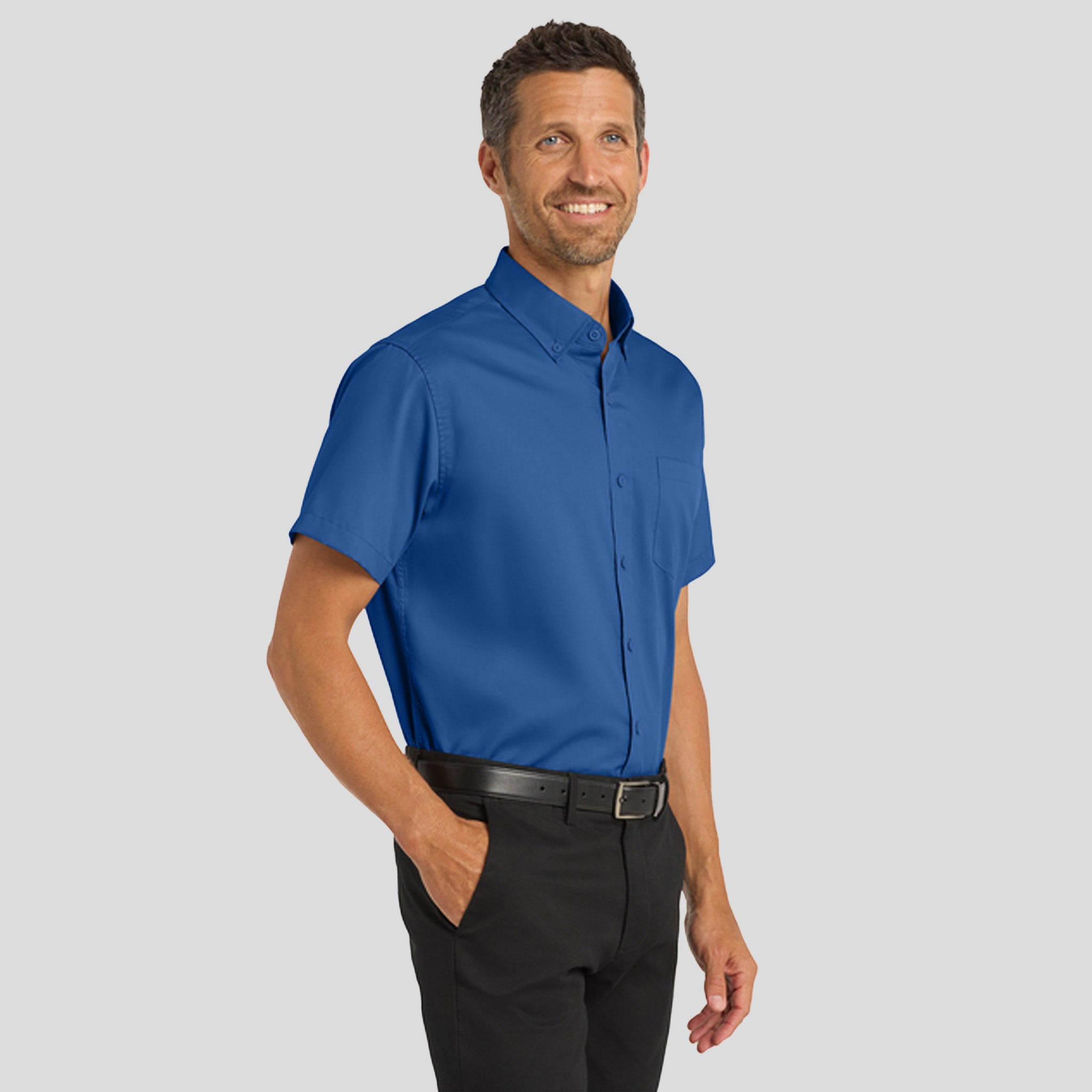 Men's Short Sleeve SuperProβ’ Twill Shirt | True Blue