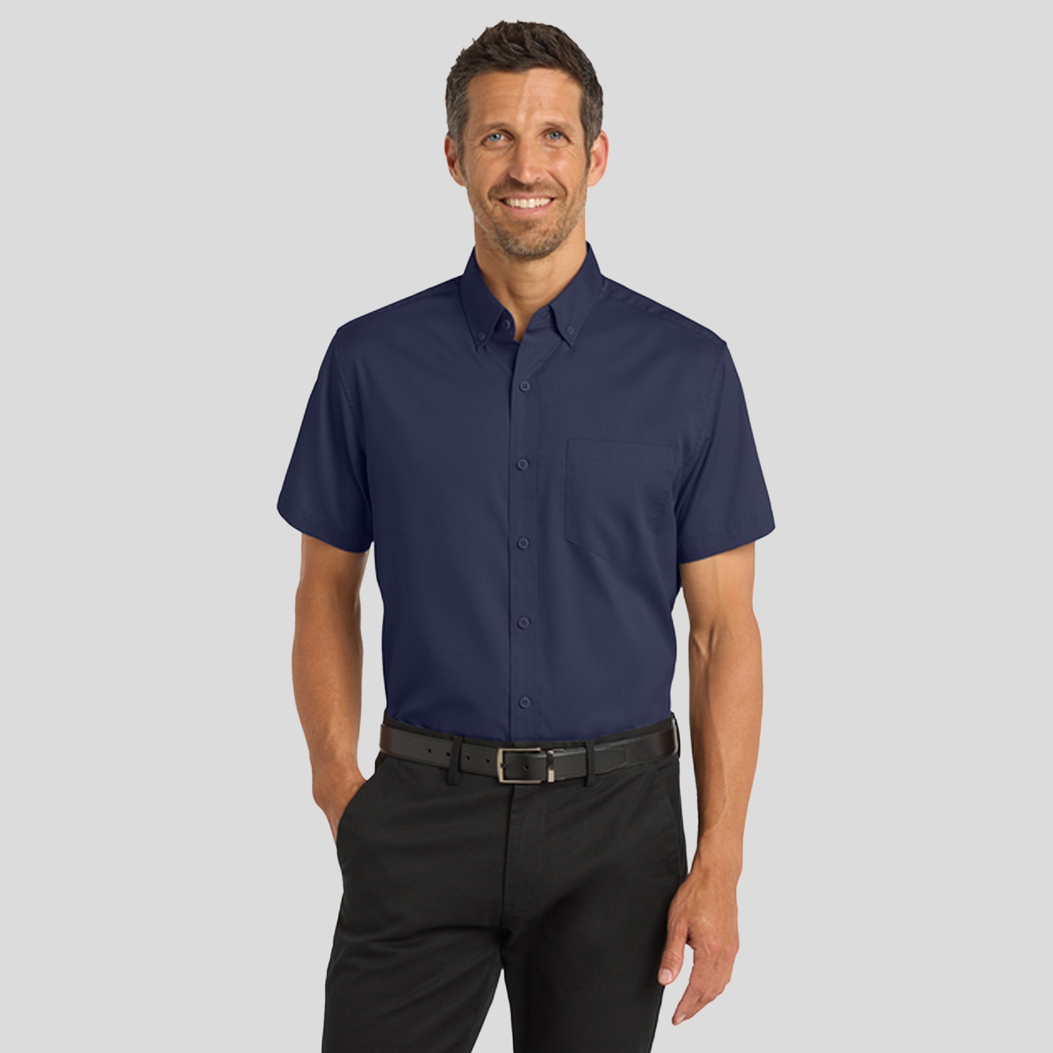 Men's Short Sleeve SuperProβ’ Twill Shirt | Navy