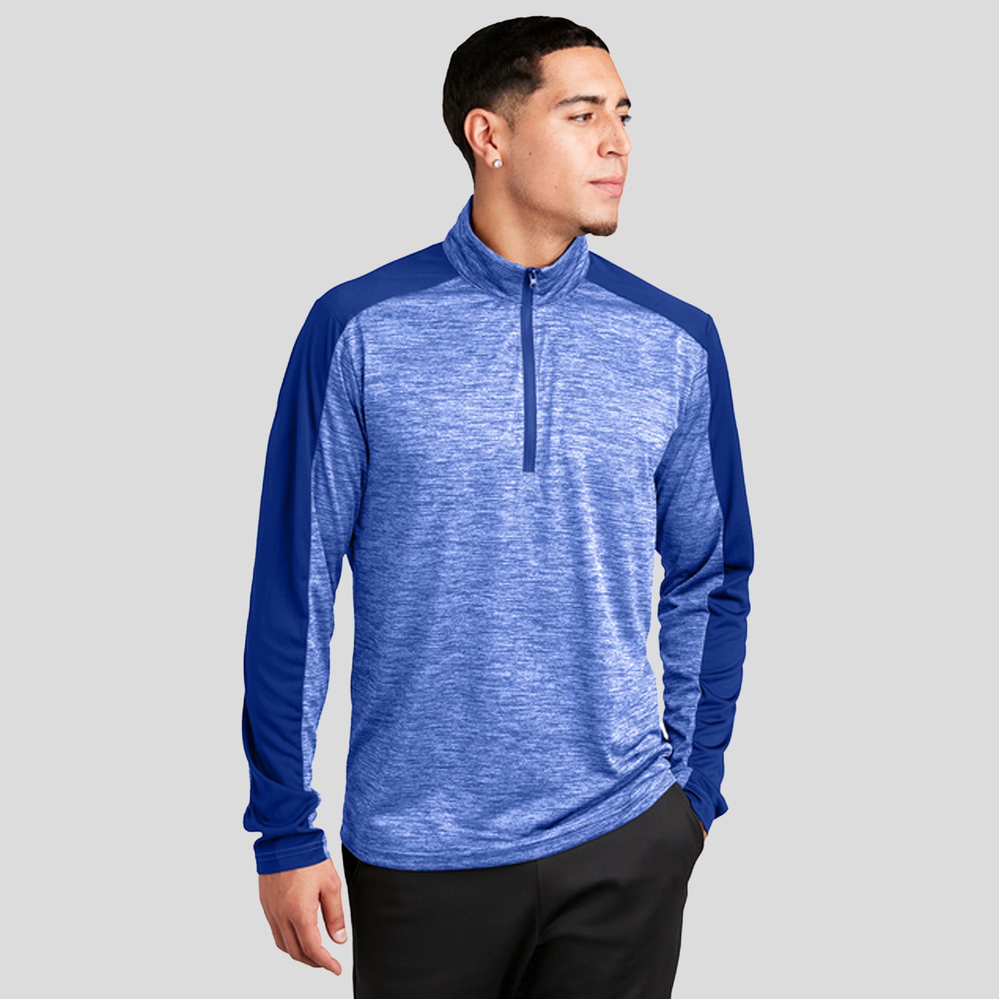 PosiChargeยฎ Electric Heather Colorblock 1/4-Zip Pullover | True Royal Electric/True Royal