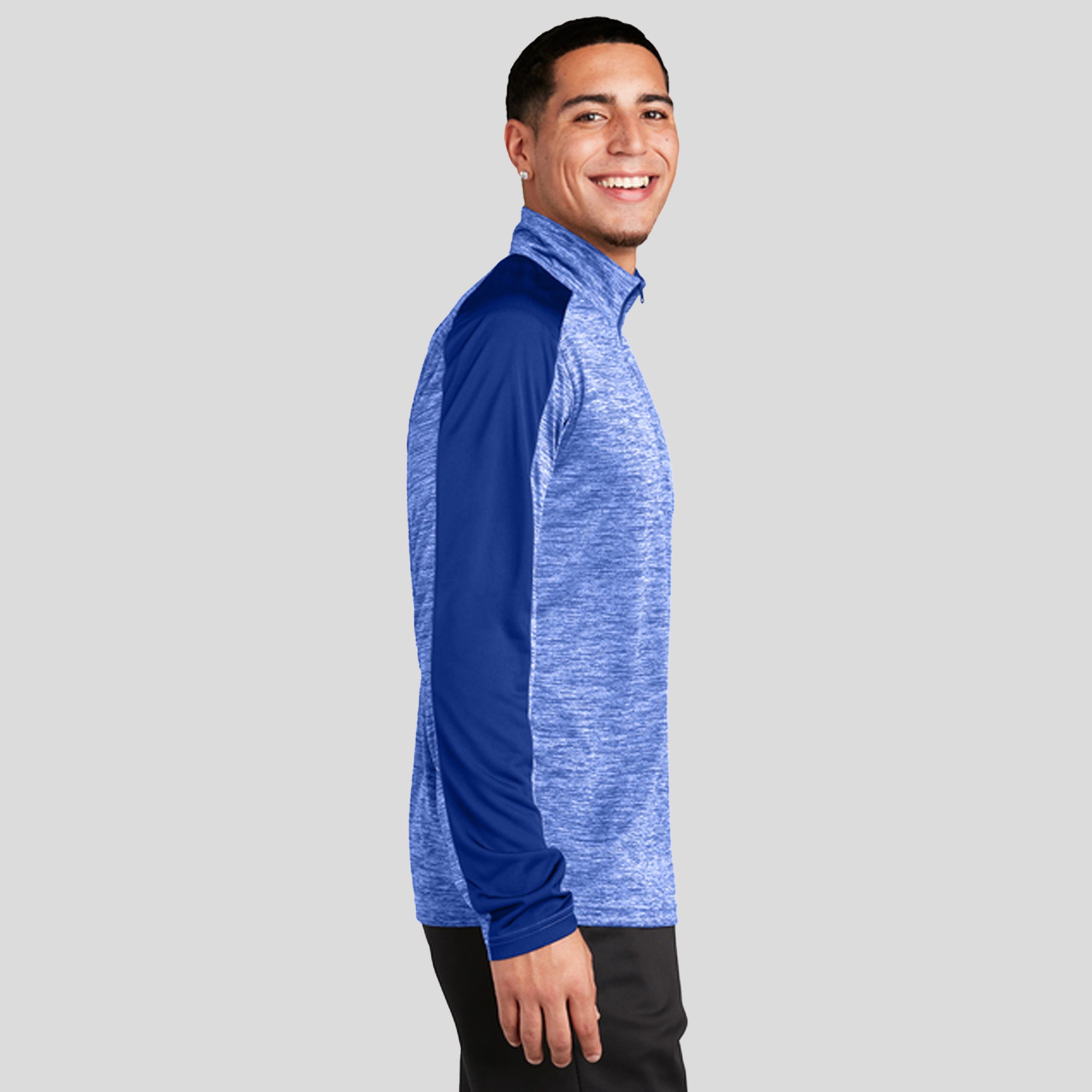 PosiChargeยฎ Electric Heather Colorblock 1/4-Zip Pullover | True Royal Electric/True Royal