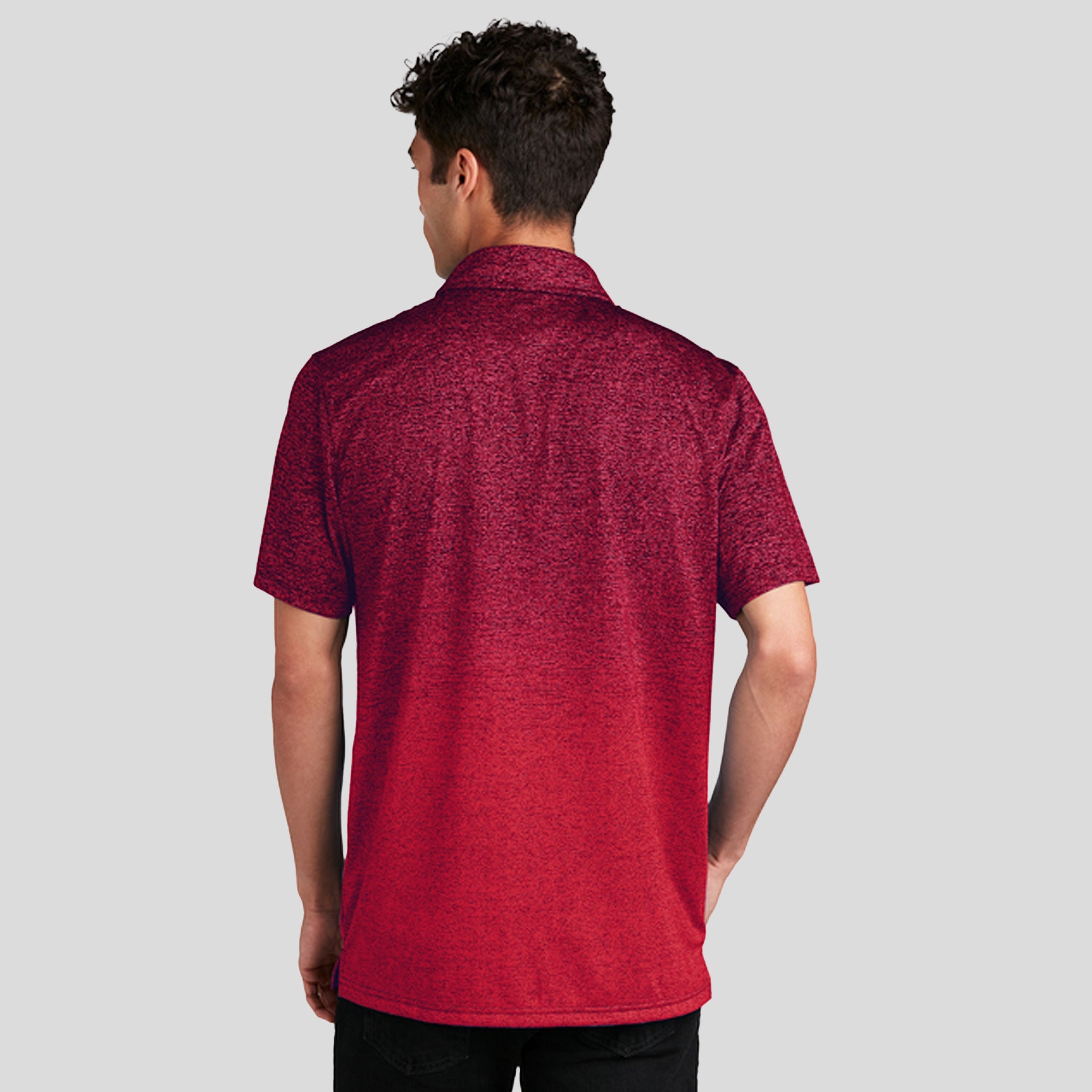 Ombre Heather Polo | Deep Red/Black