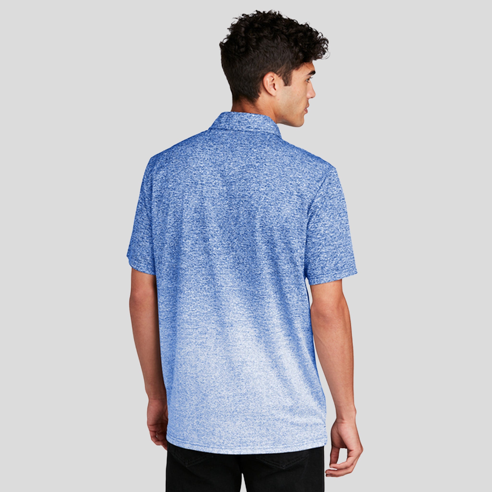Ombre Heather Polo | White/True Royal