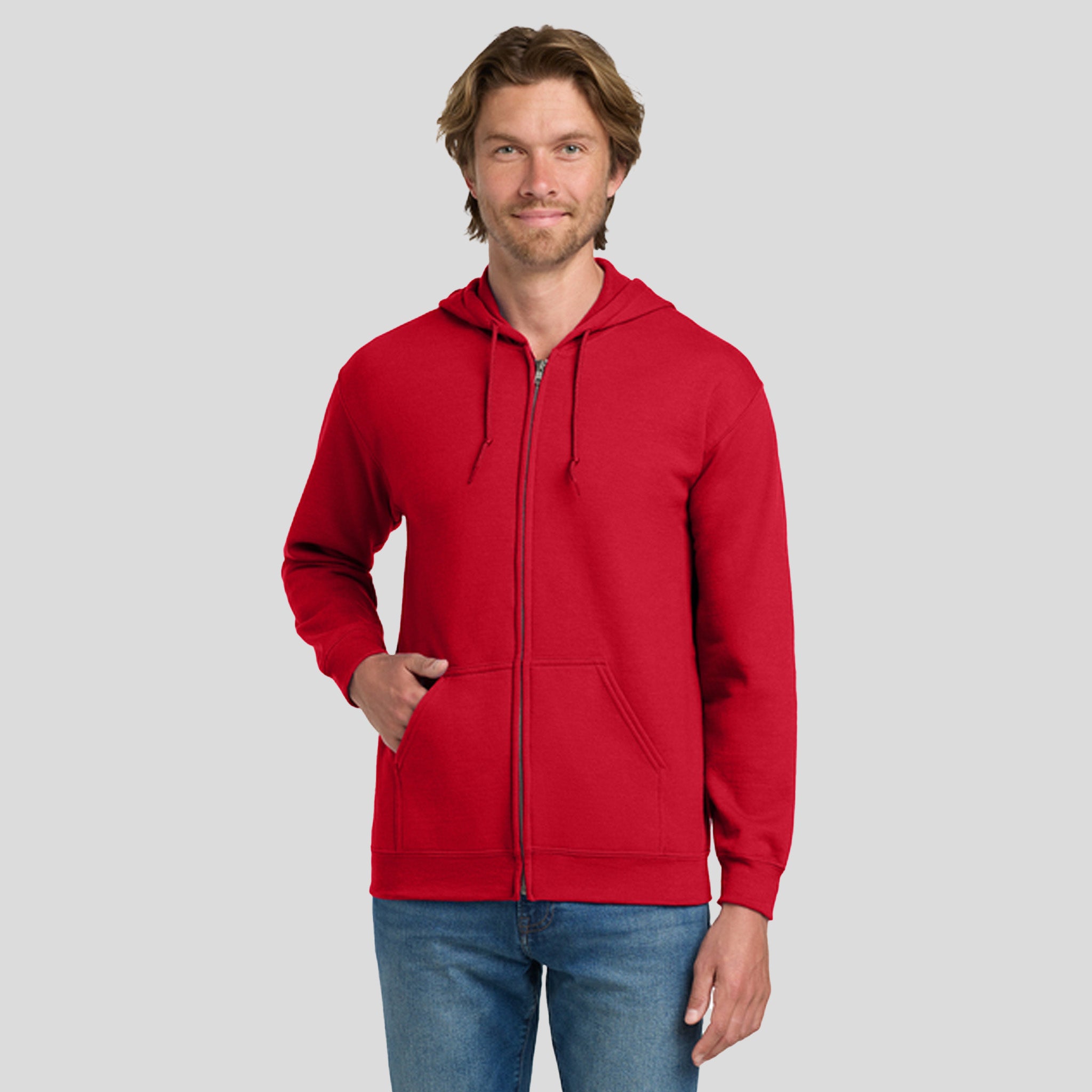 Heavy Blendβ’ Full-Zip Hooded Sweatshirt | Red